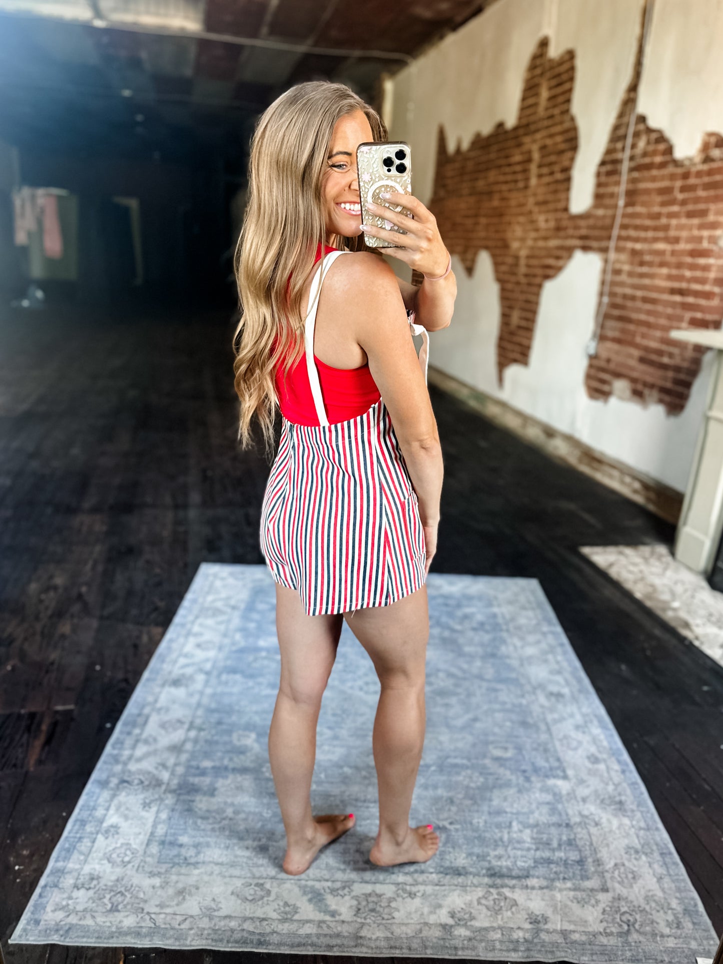 Patriotic Feels Striped Overalls