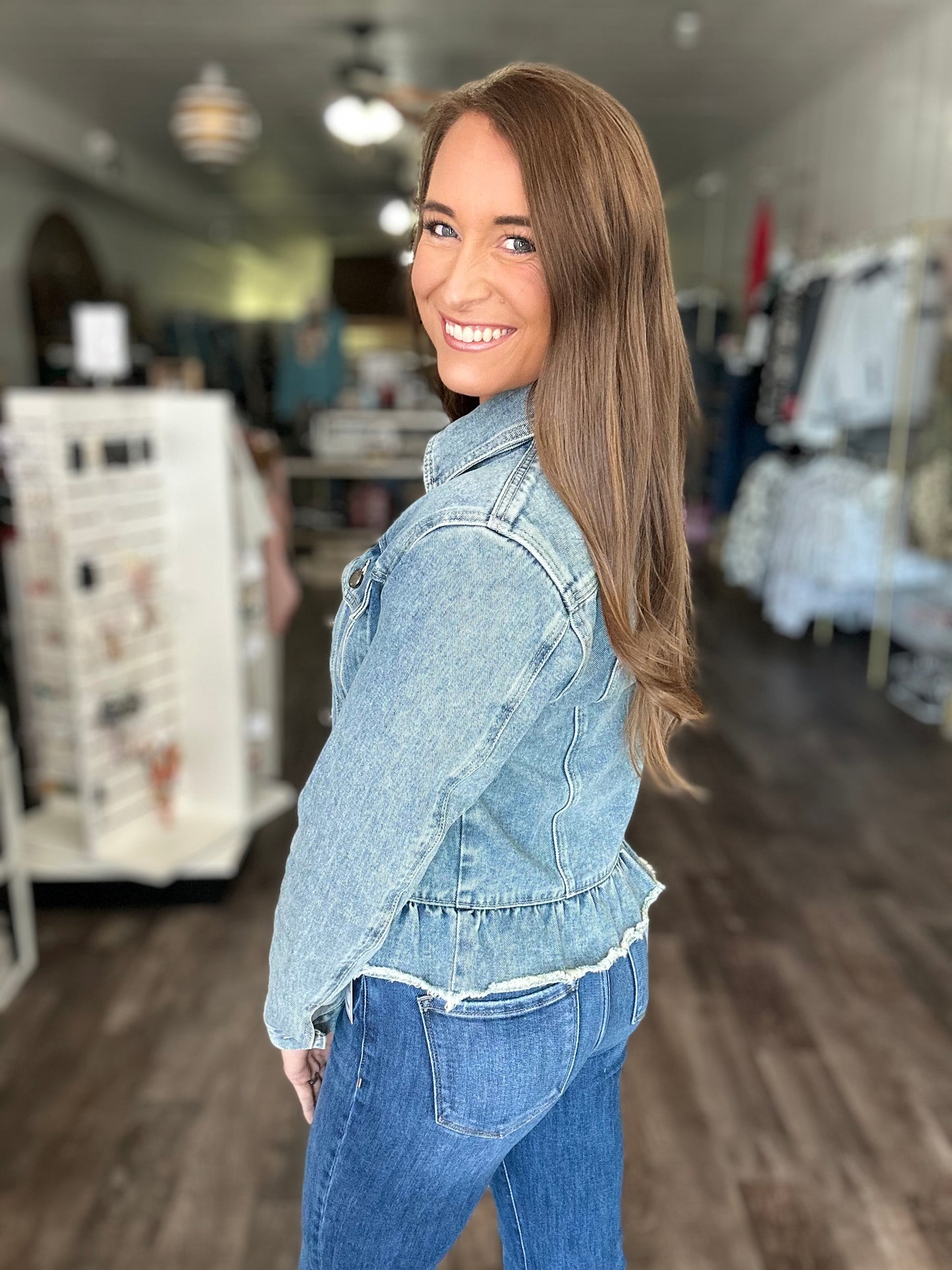 Sunny Days Ruffle Hem Denim Jacket