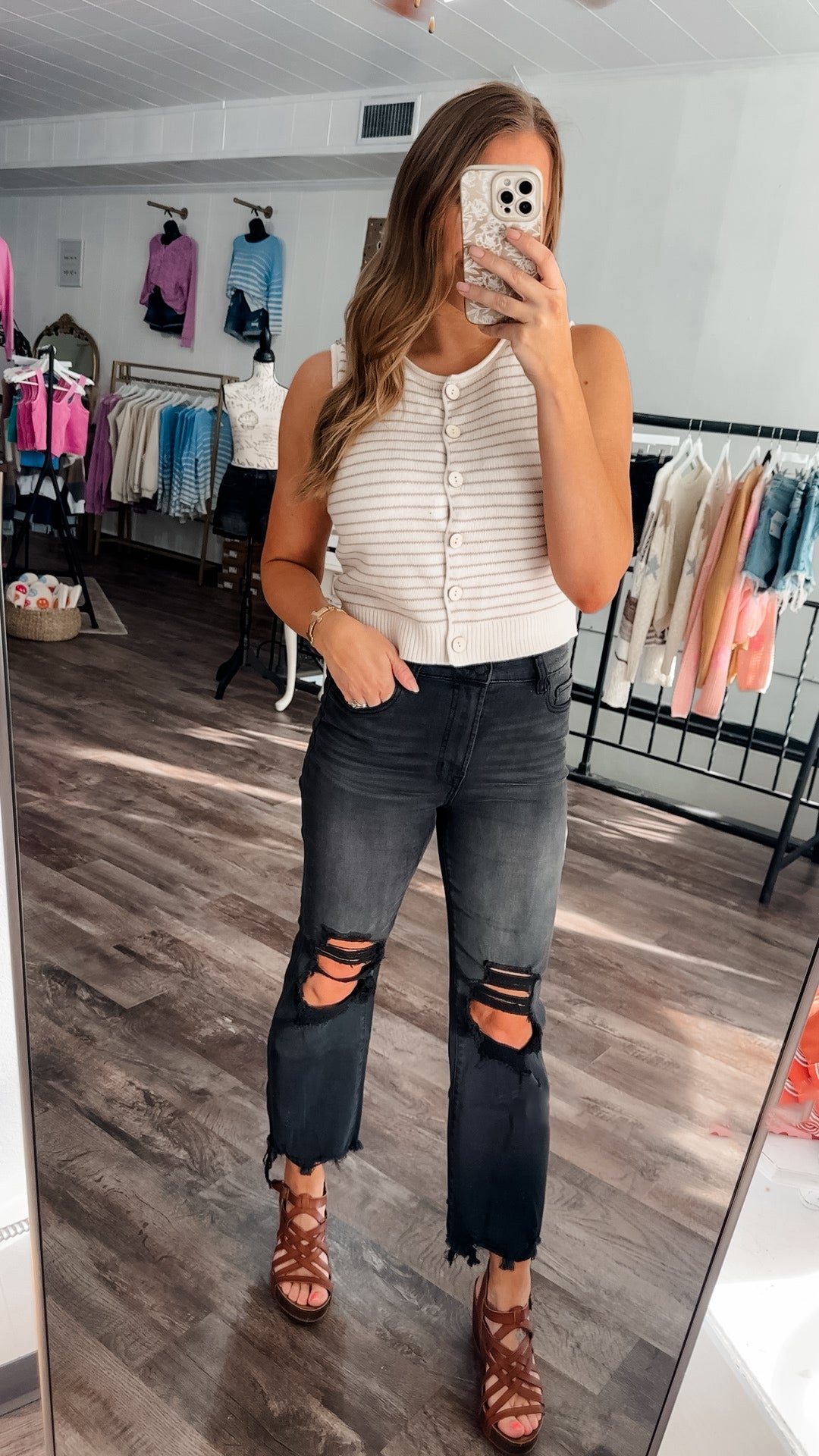 RESTOCK Cecilia Destroyed Denim - Black