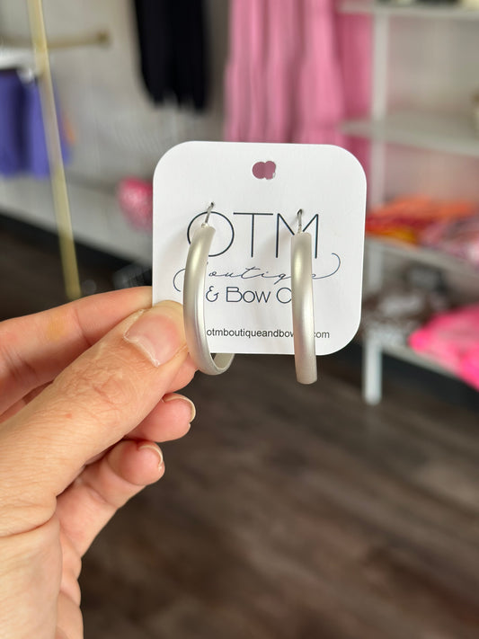 All In Matte Silver Hoops