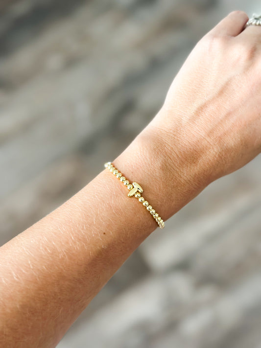 Initial Bubble Stretch Bracelet - T