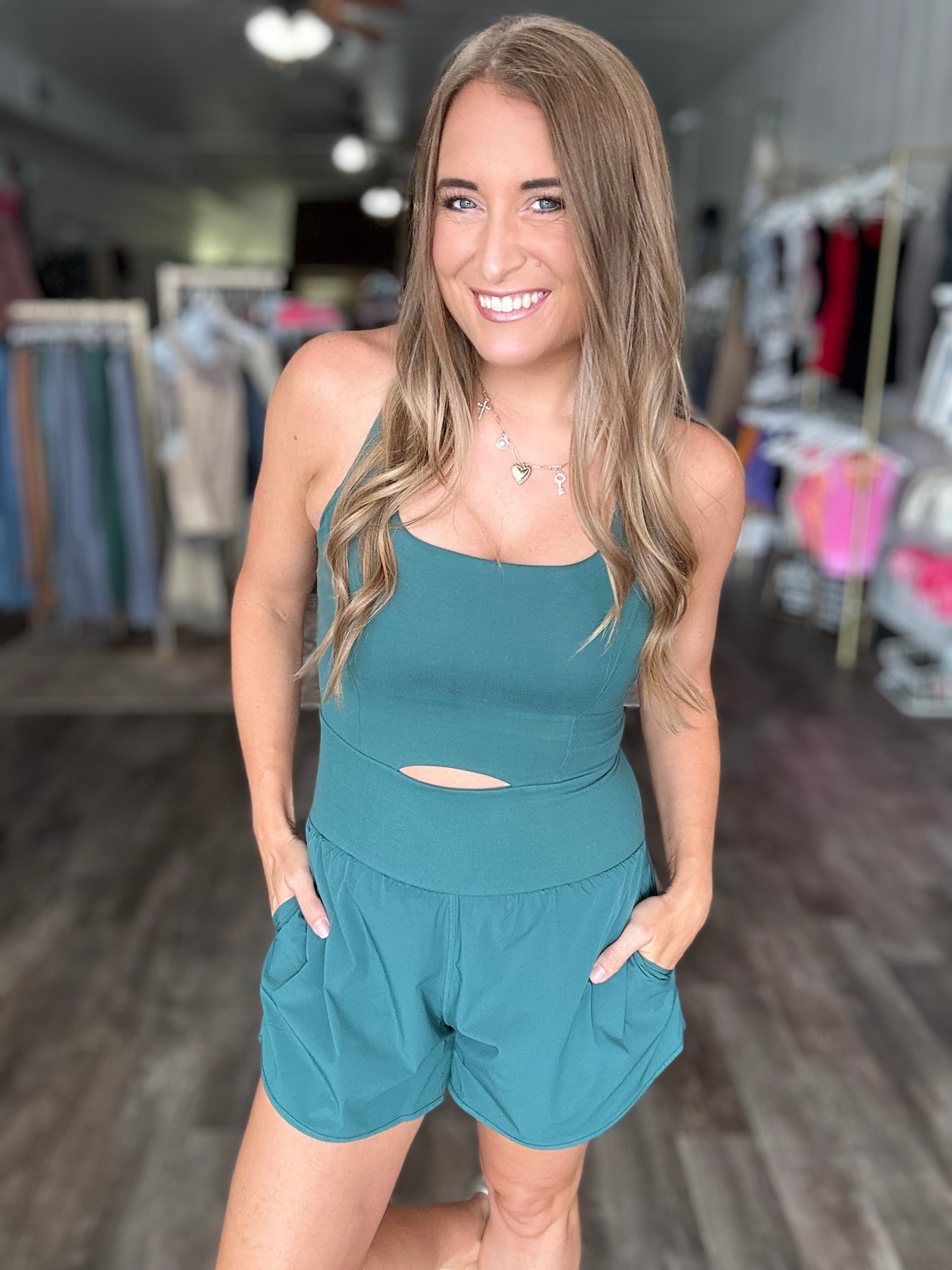 Give Me More Romper - Hunter Green