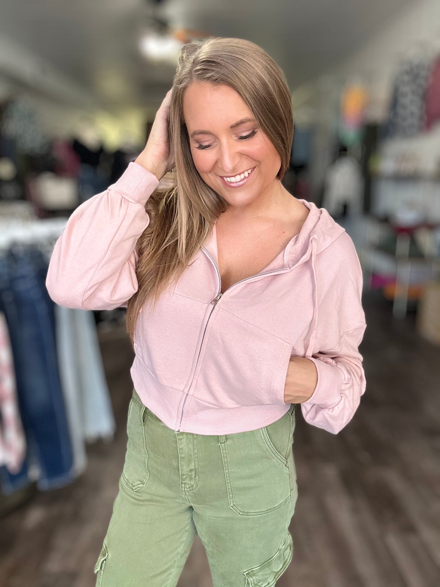 Make Your Choice Cropped Jacket - Peachy Pink