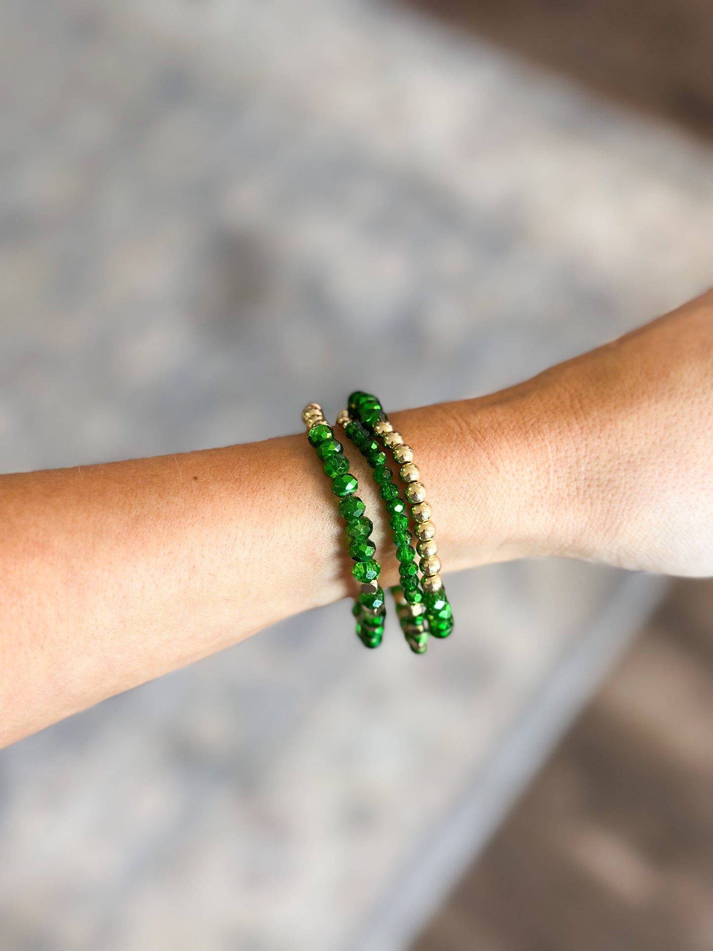 Beaded Green Stretch Bracelet