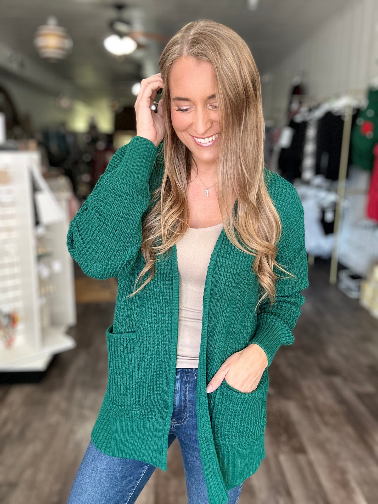 Cozy In Style Cardigan - Hunter Green