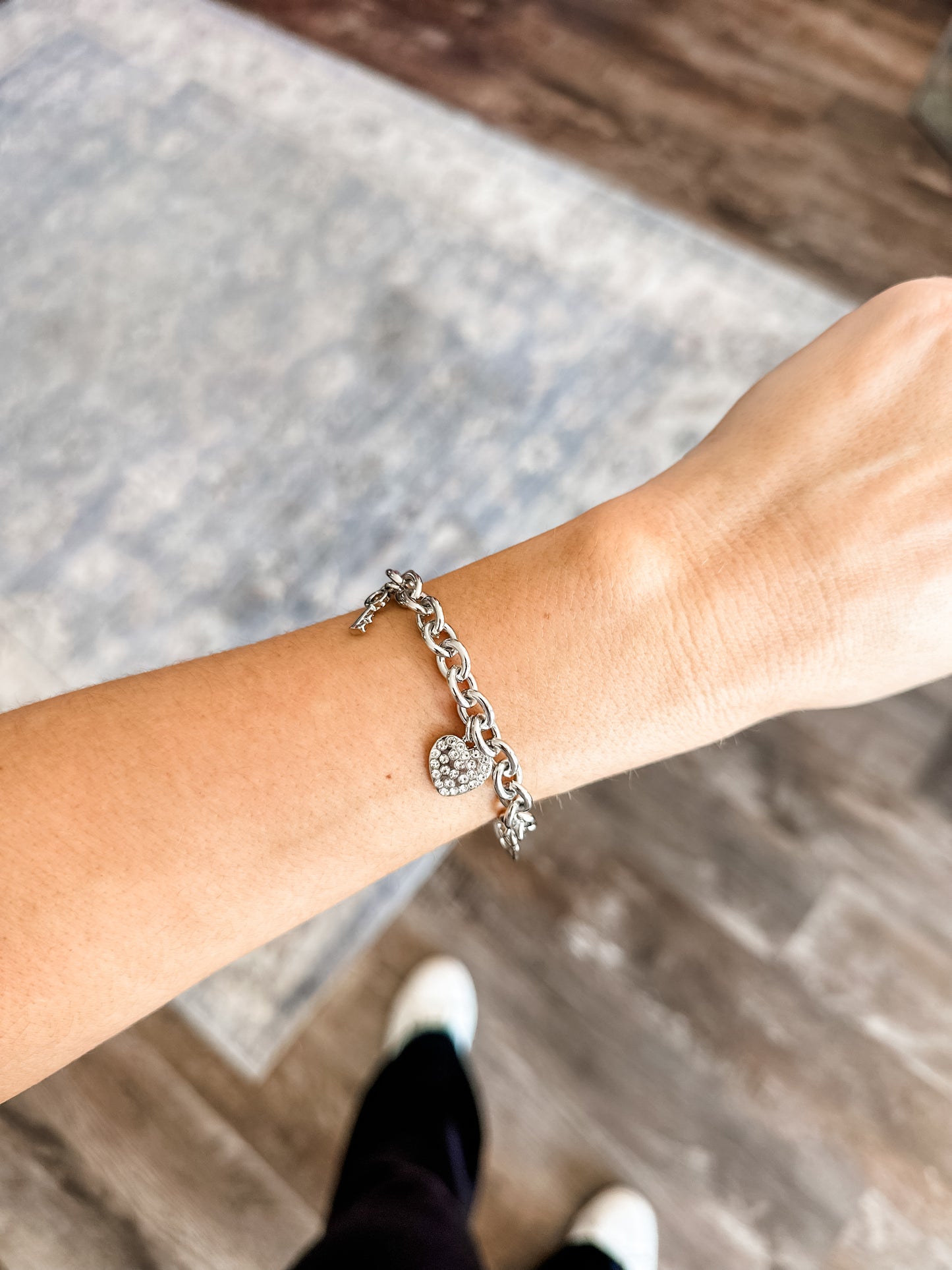 Heart & Key Bracelet (Silver)