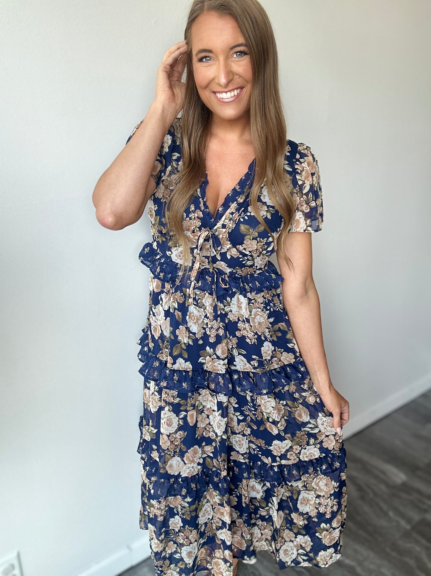 Midnight Kiss Floral Midi Dress
