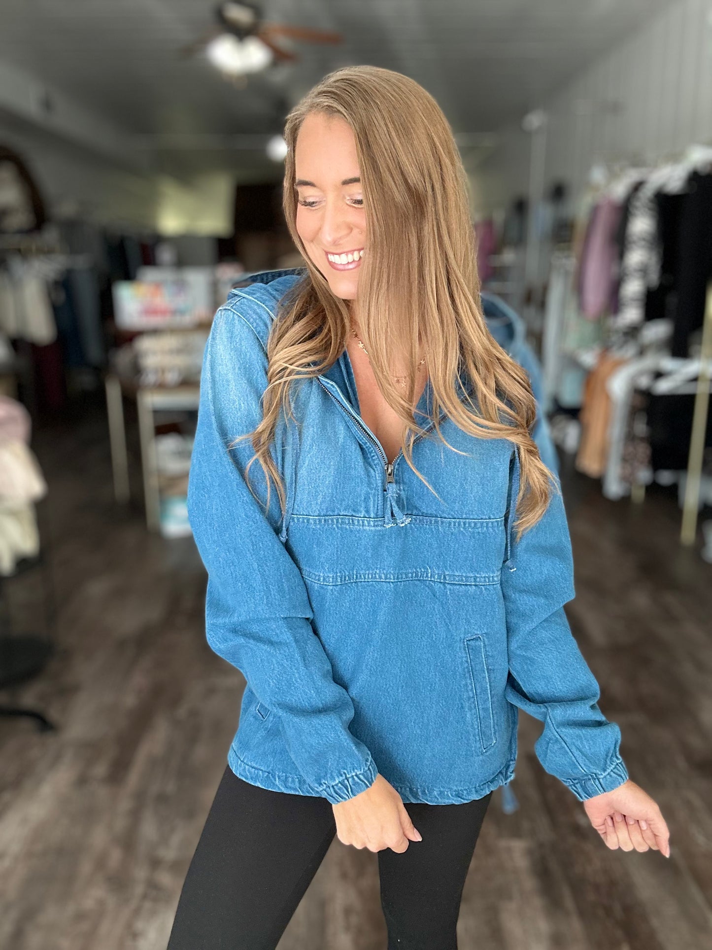 Always Trendy Denim Pullover