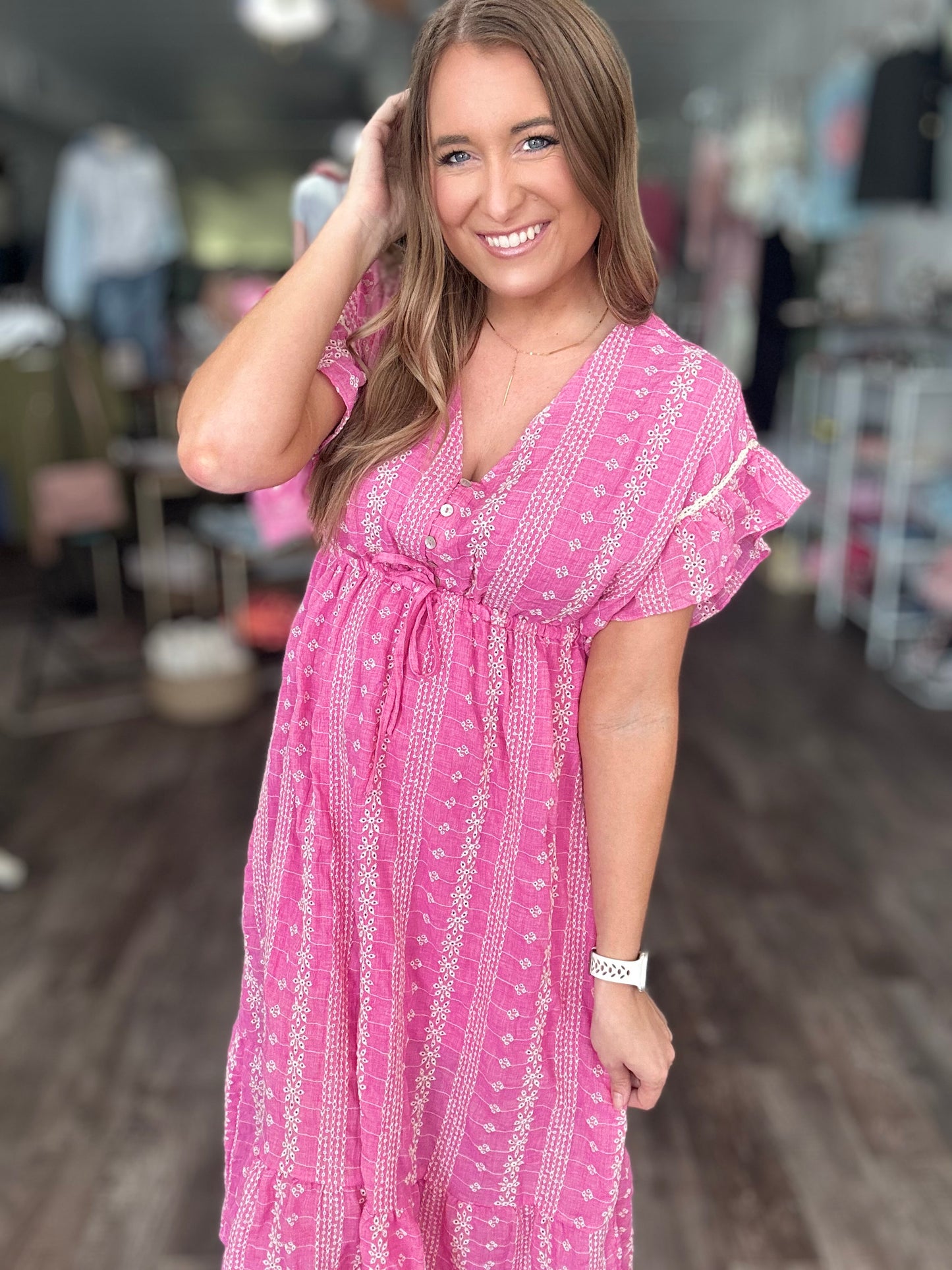 Spring is Calling Eyelet Midi Dress