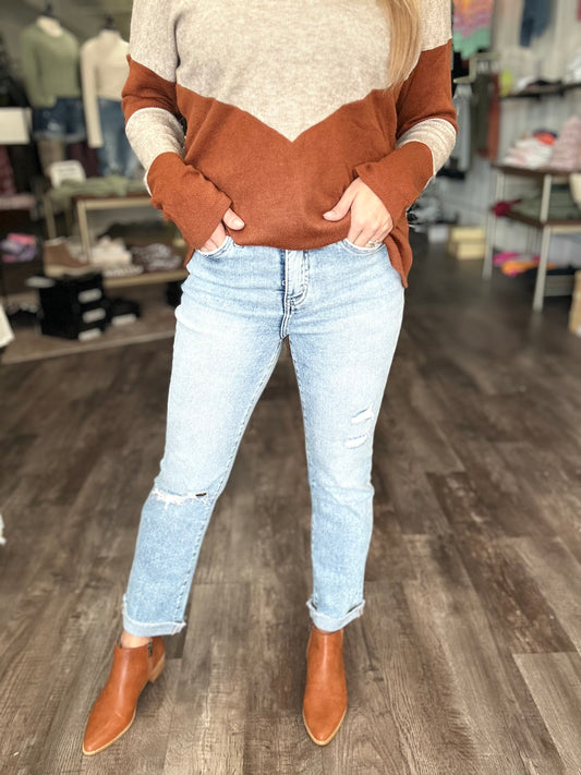 Made Up My Mind Cuffed Tummy Control Denim