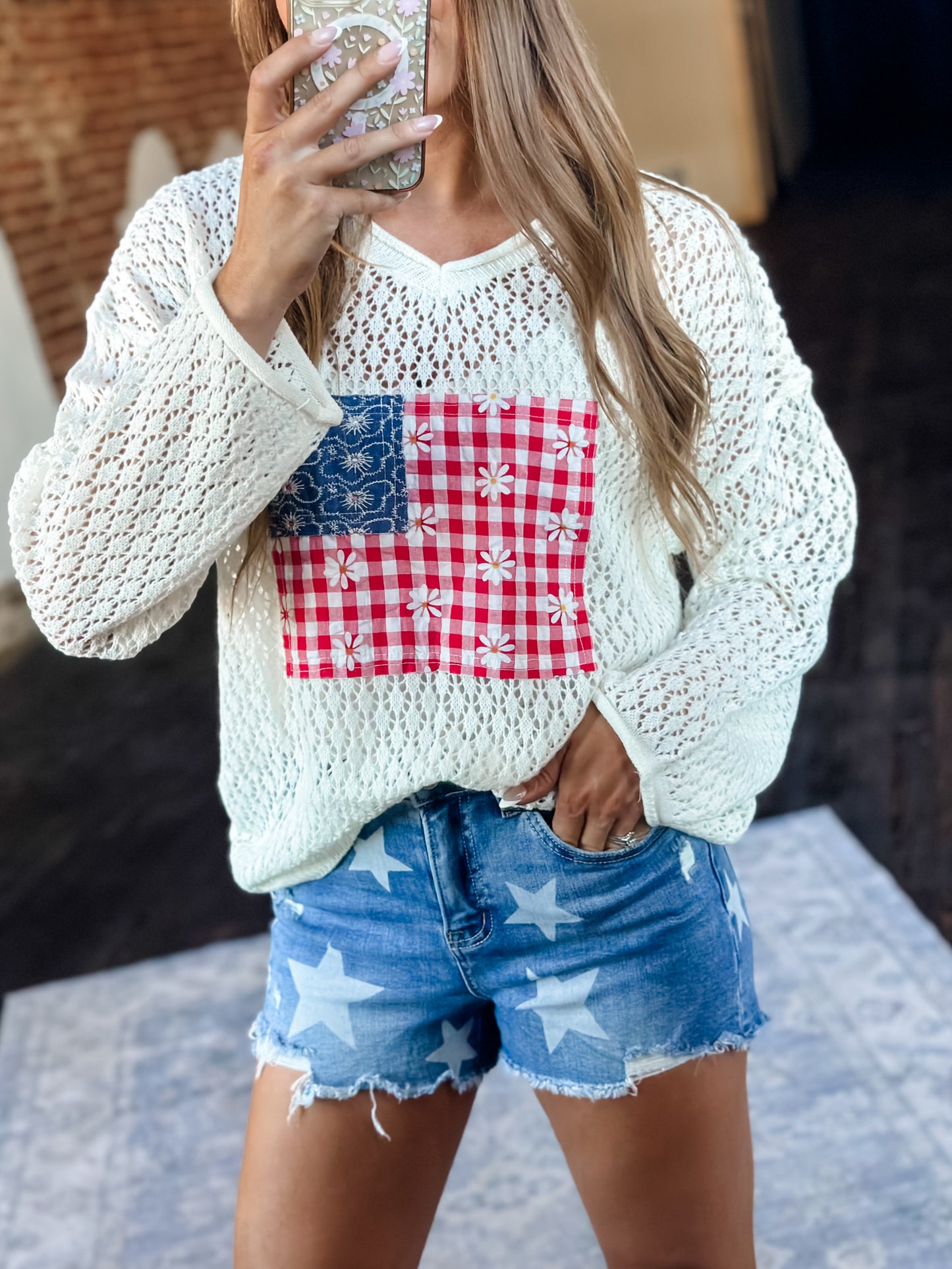 Party in the USA Open Knit Top