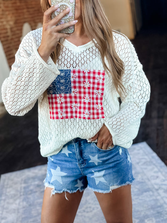 Party in the USA Open Knit Top