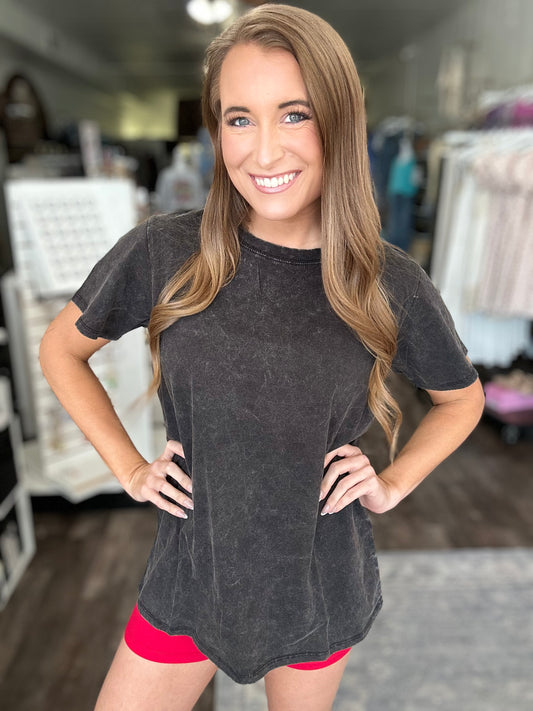Don’t Stress Oversized Washed Tee (Ash Black)