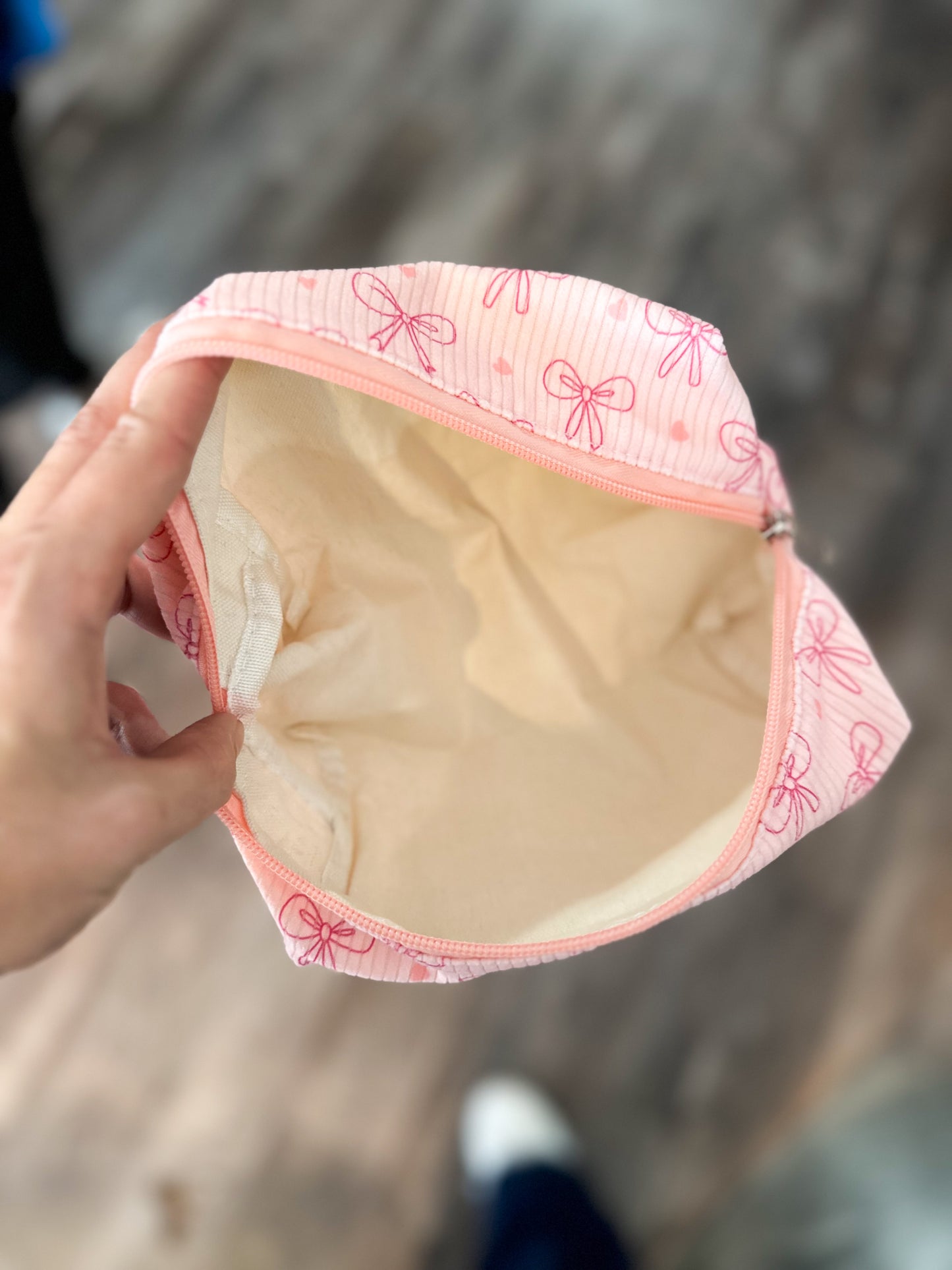 Pink Bow/Heart Cosmetic Bag