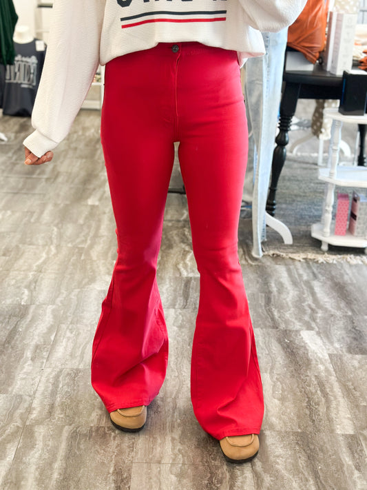 Jenna Retro Bell Pants (Red)
