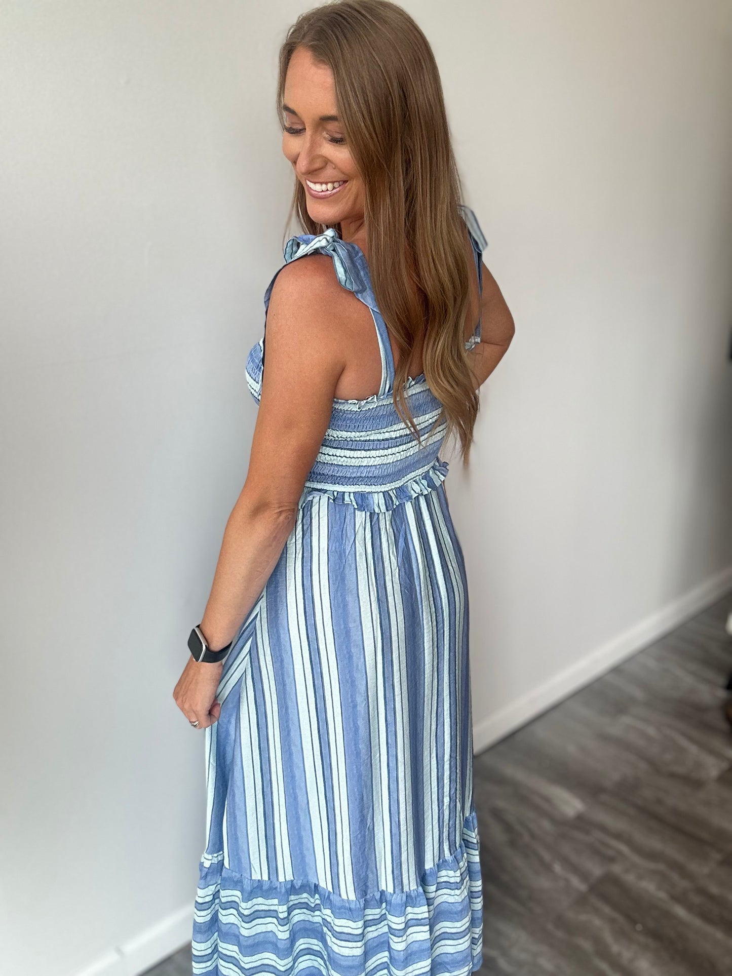 Summer Splash Striped Maxi Dress
