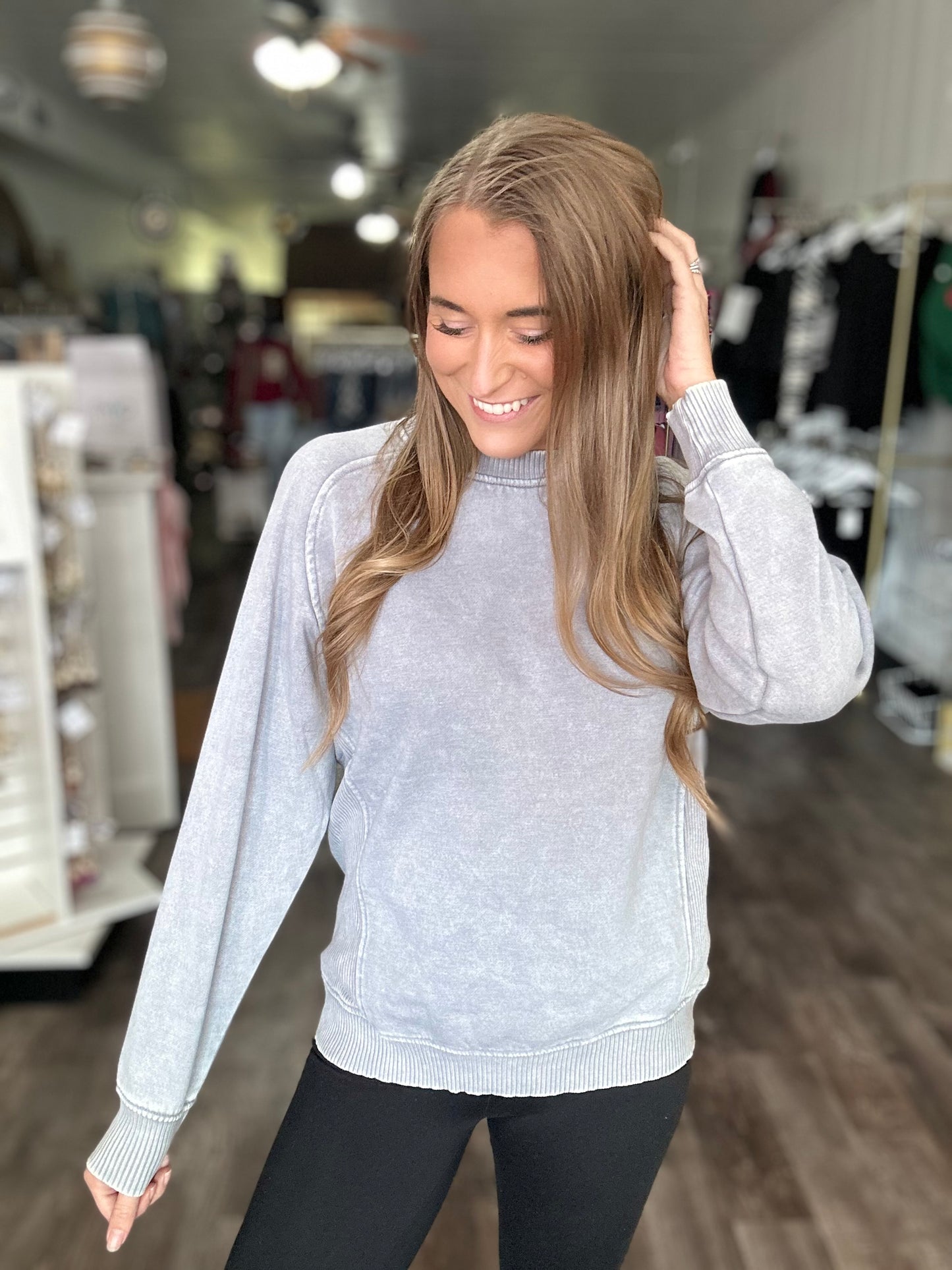 Make It Last Acid Wash Pullover (Sleet)