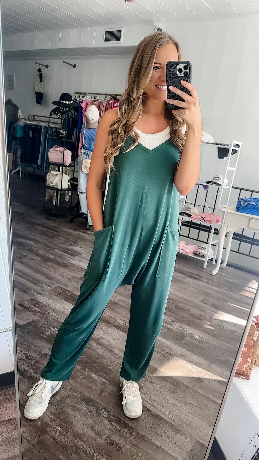 Dream On Harem Jumpsuit - Hunter Green