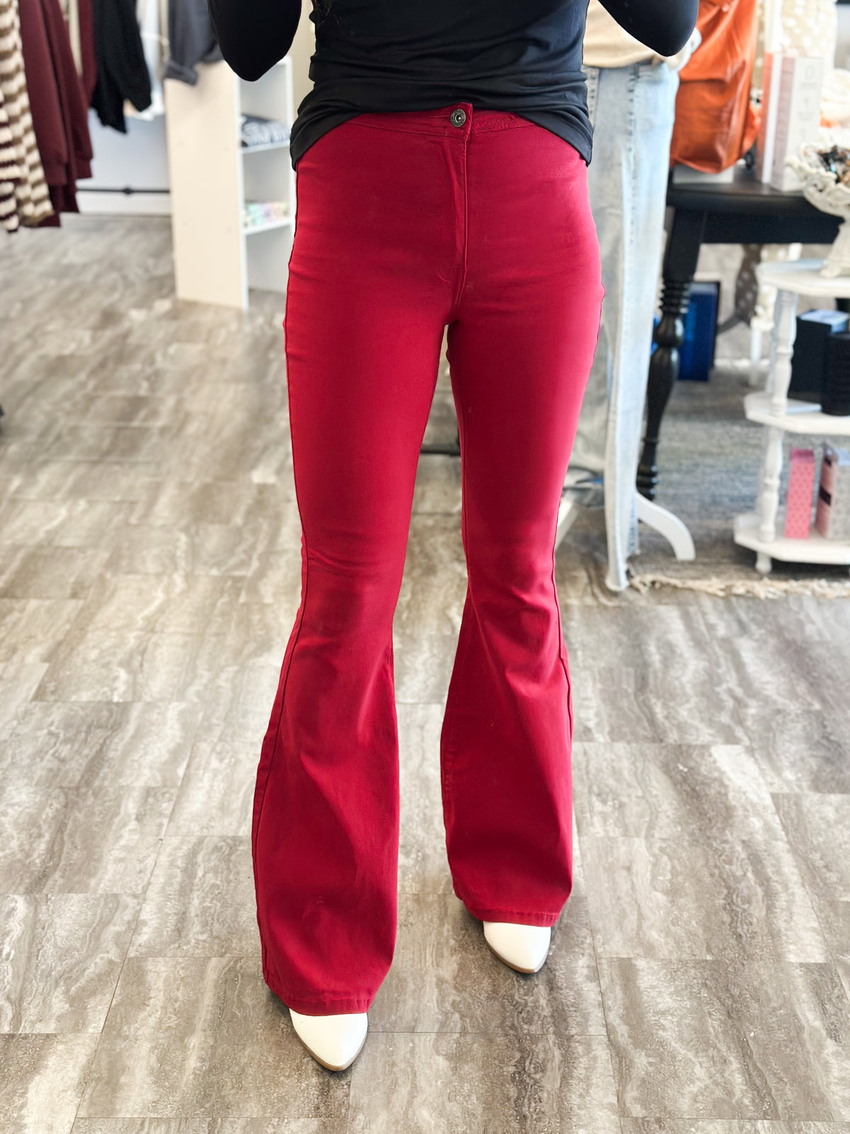 Jenna Retro Bell Pants (Burgundy)