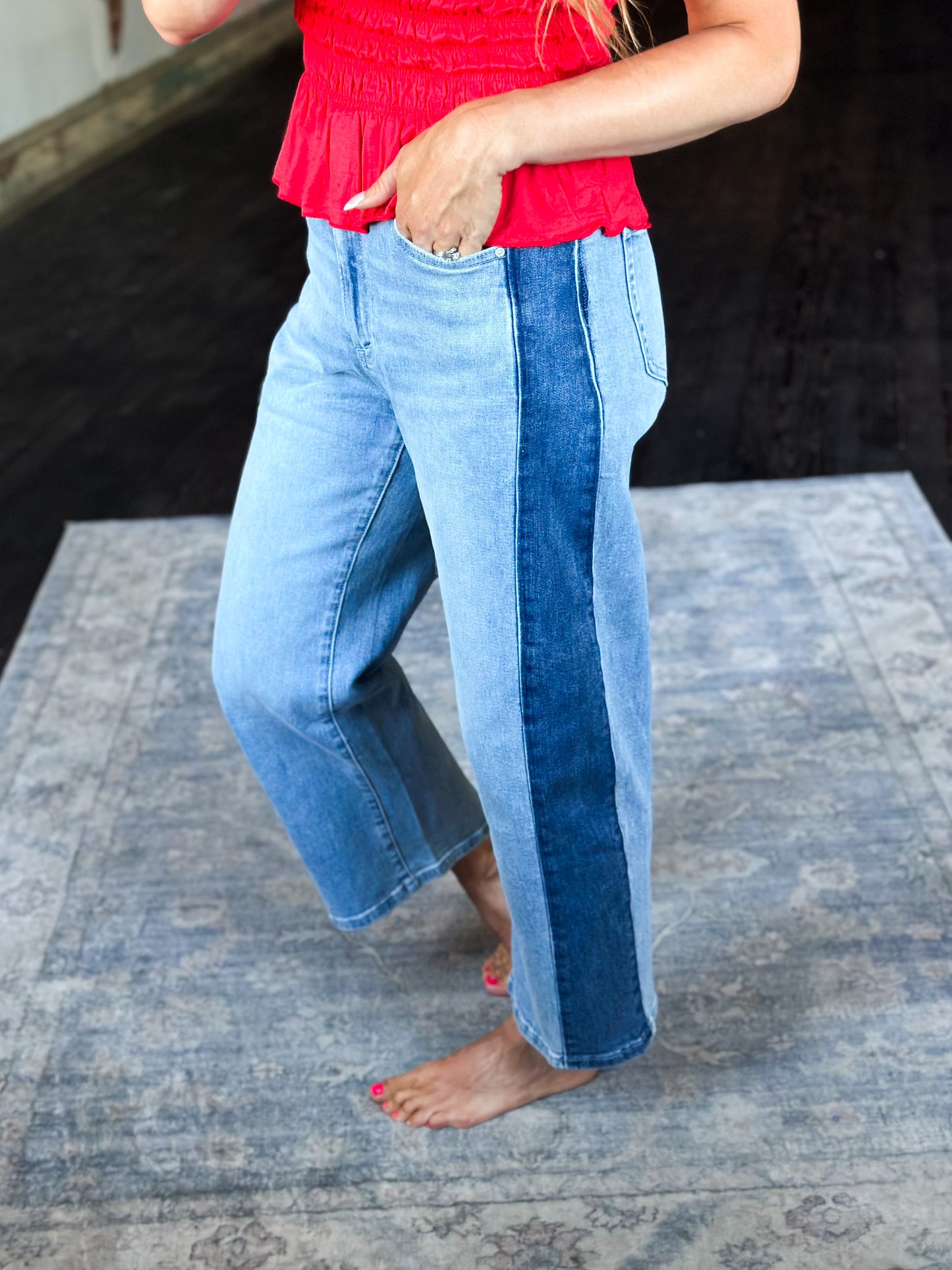 Heidi Two-Toned Barrel Jeans
