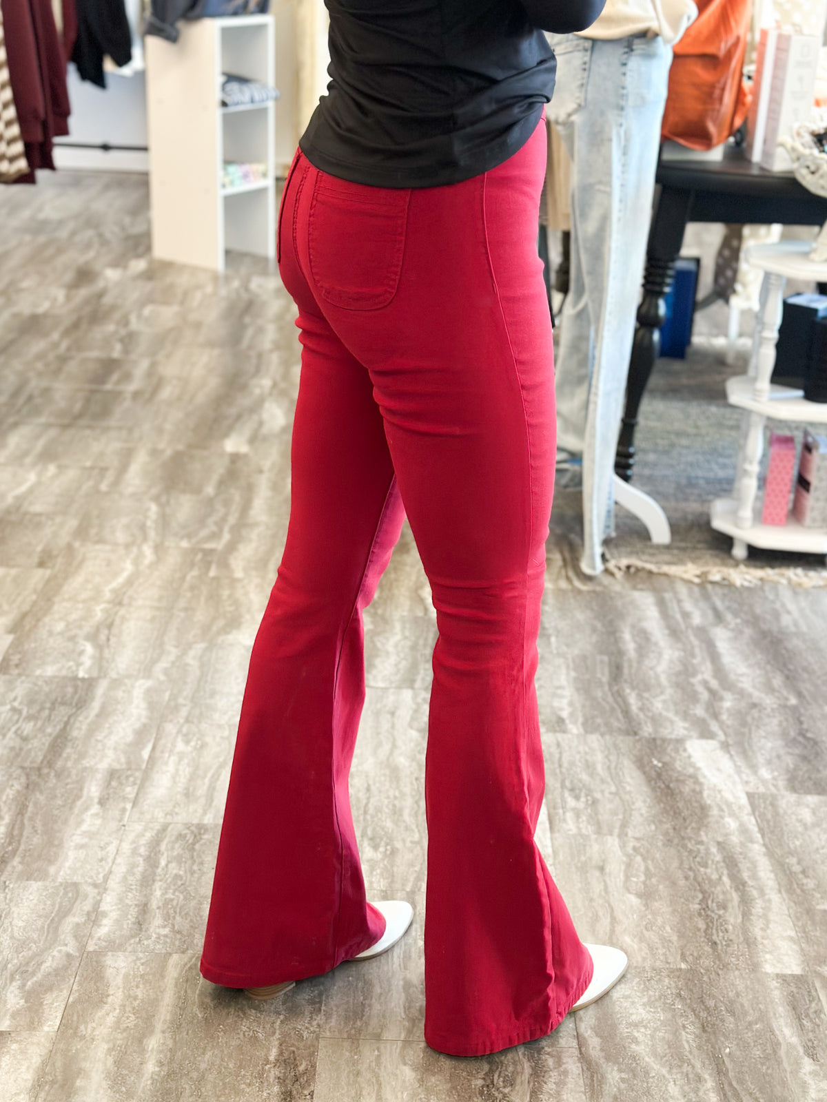 Jenna Retro Bell Pants (Burgundy)