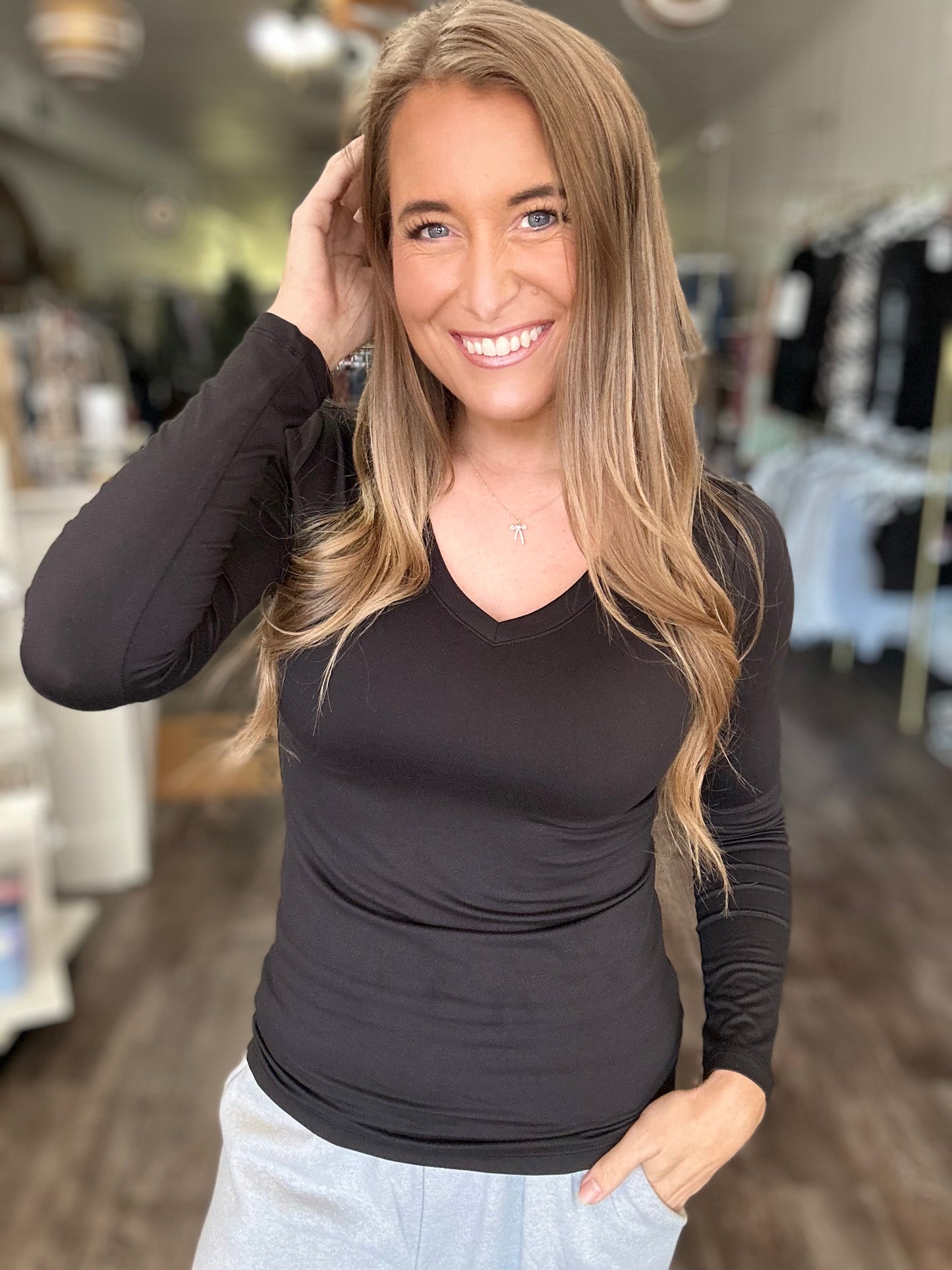 Keep It Chill Long Sleeve V-Neck (Black)