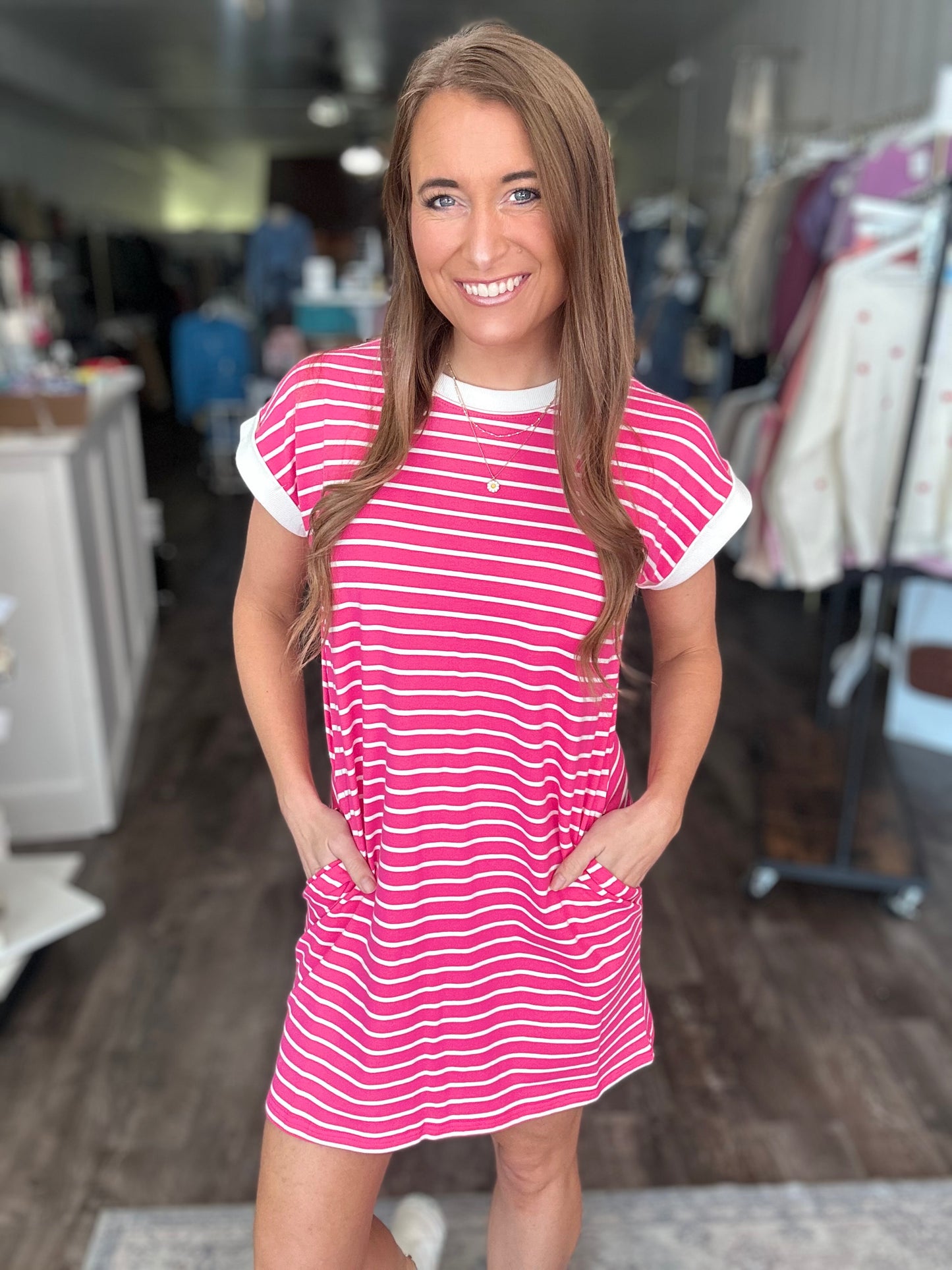 In Go Mode Striped Dress (Pink)