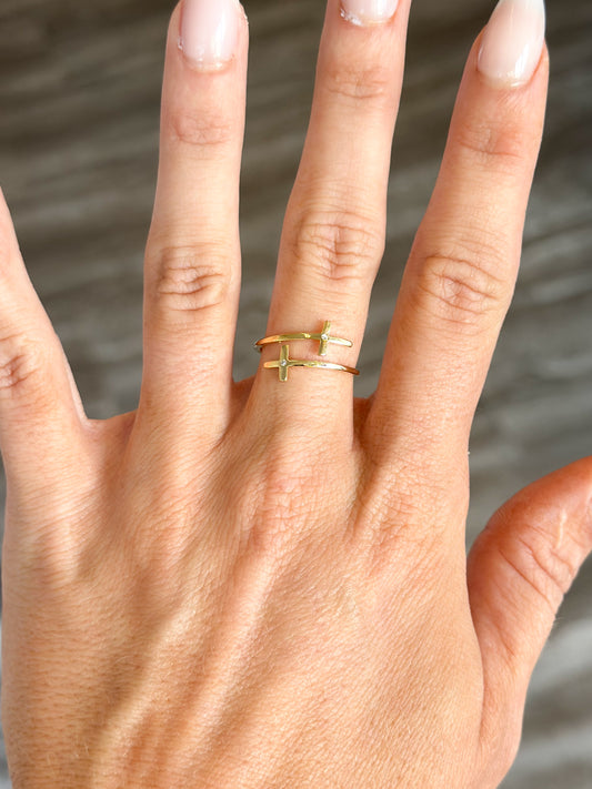 Double Cross Open Ring (Gold)