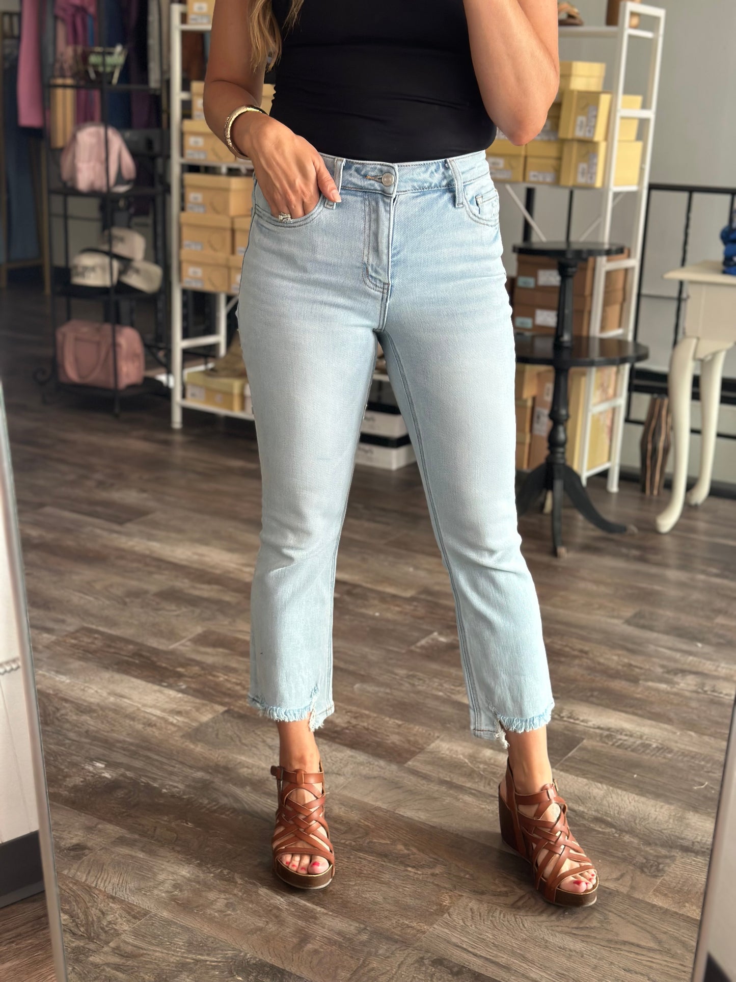 Abby High Rise Kick Flare Denim