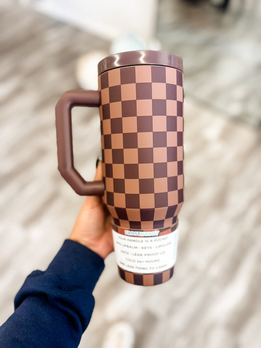 Espresso Checkered Thicc Buddy 40oz