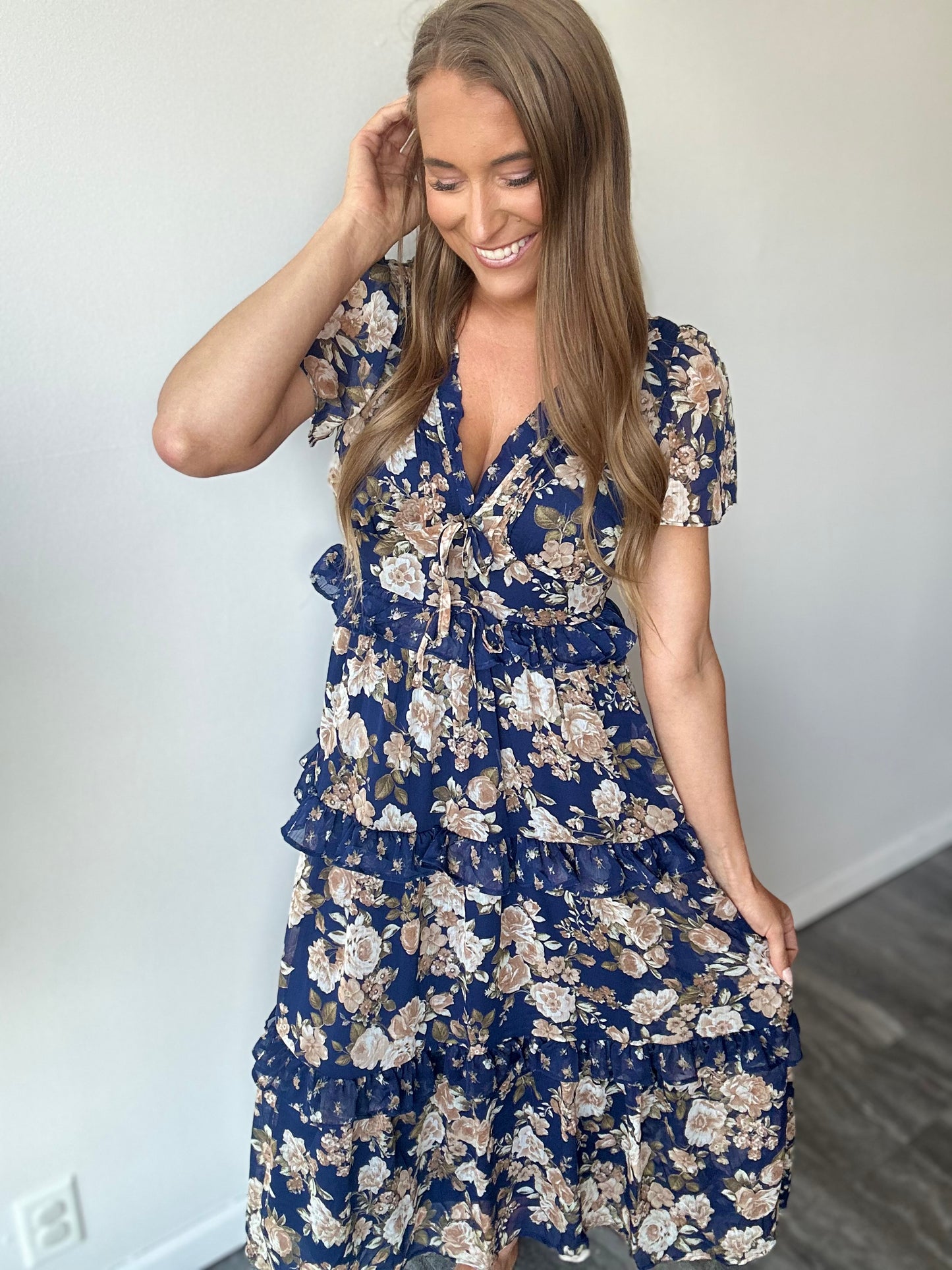 Midnight Kiss Floral Midi Dress