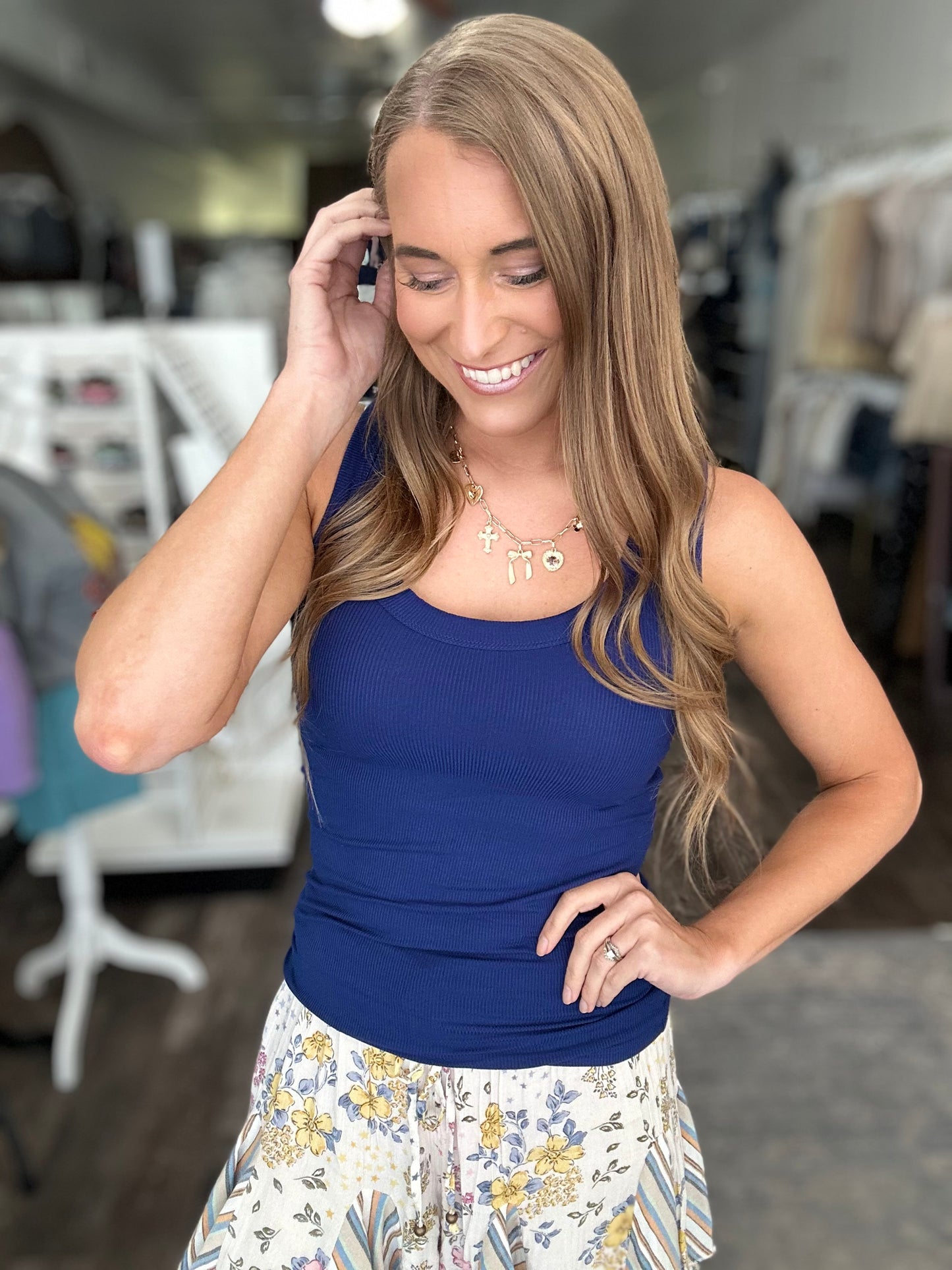 Better Than Basic Ribbed Tank (Navy)