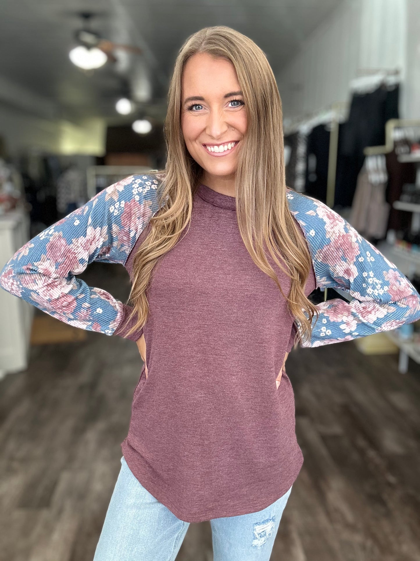 Take It Easy Floral Sleeve Top