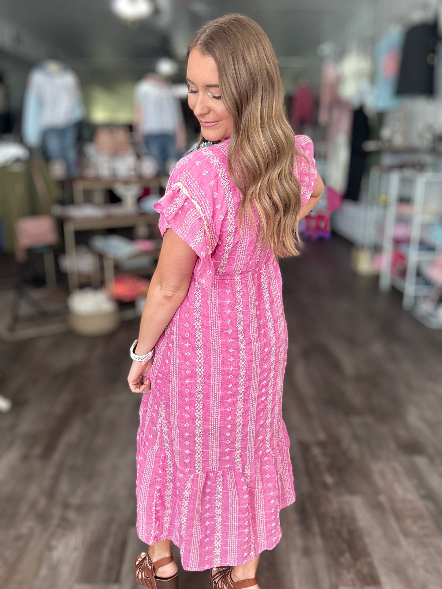 Spring is Calling Eyelet Midi Dress