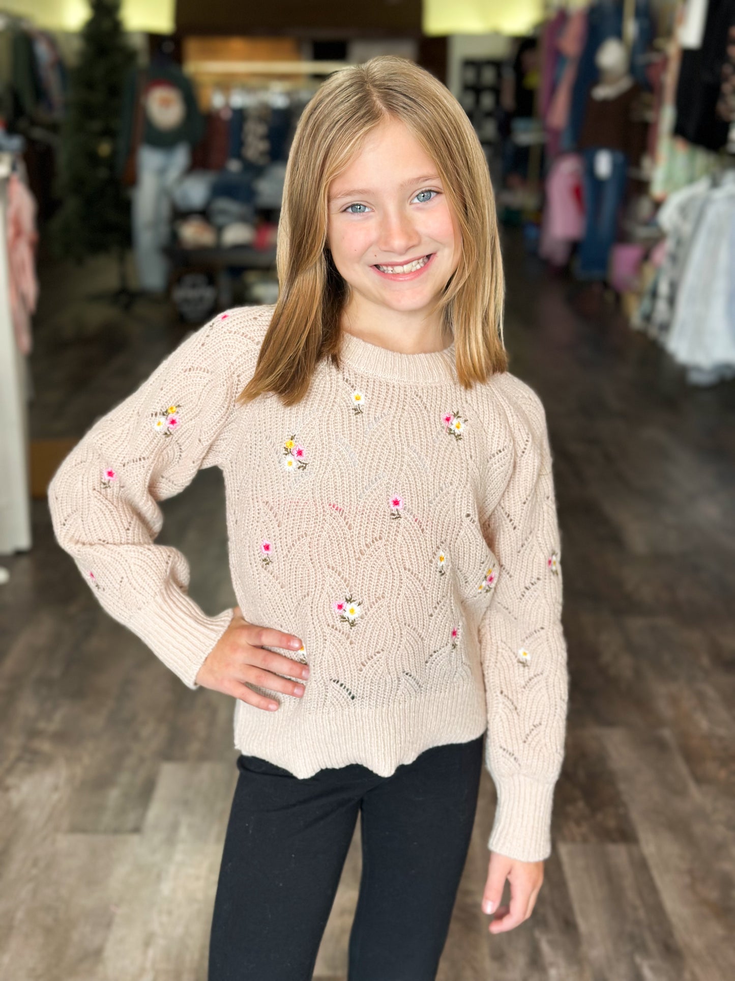 Nora Floral Embroidered Sweater (TWEEN)
