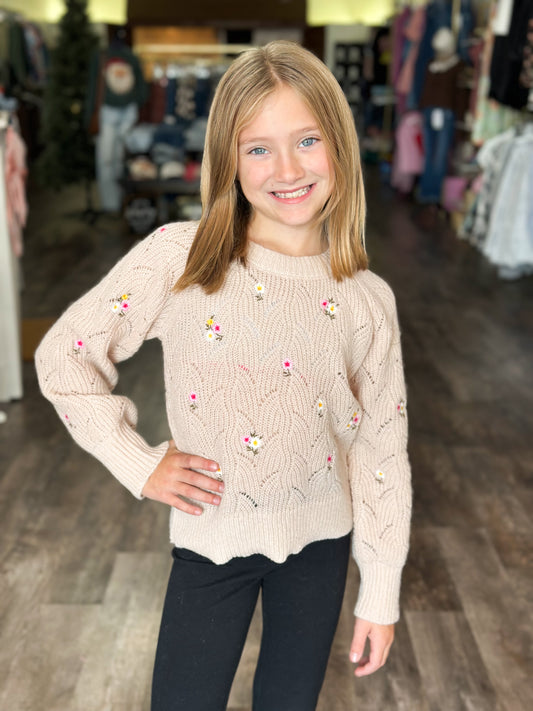 Nora Floral Embroidered Sweater (TWEEN)