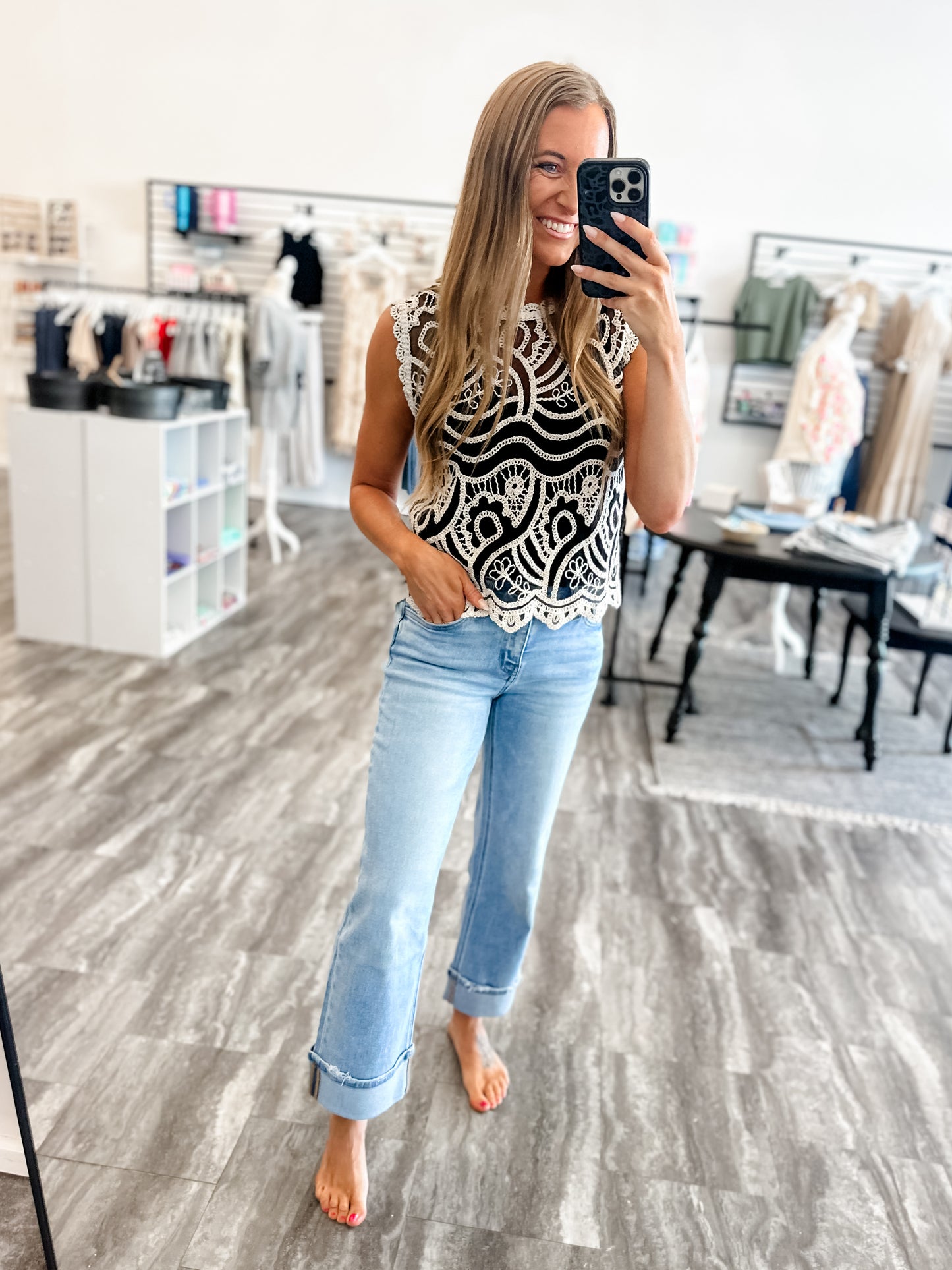 Julie Mid-Rise Cuffed Denim