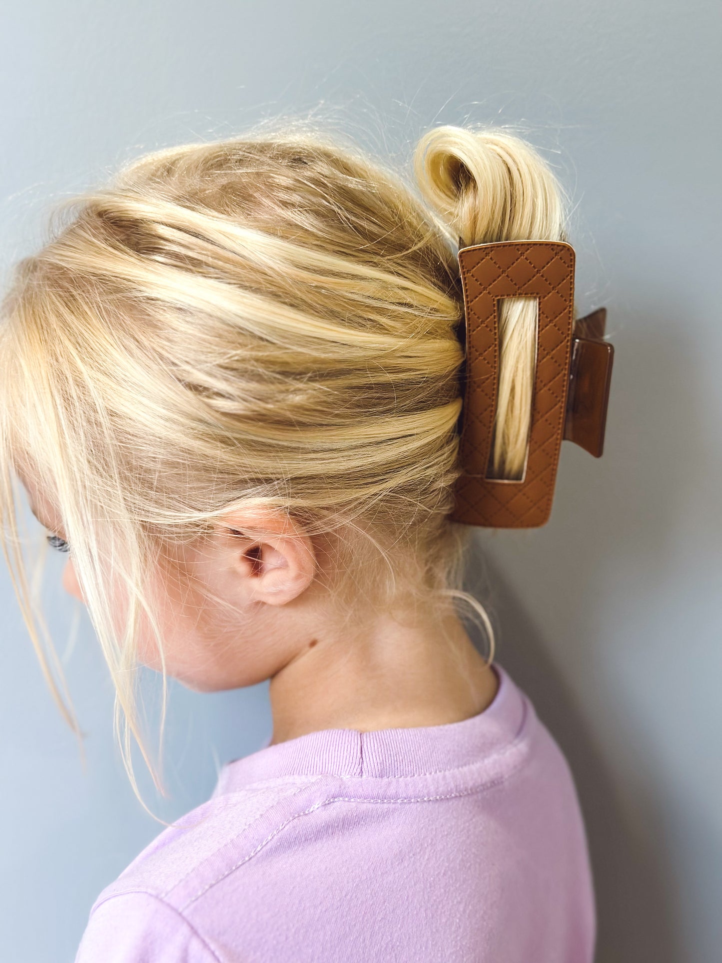 Cross Stitch Jumbo Hair Clip - Brown