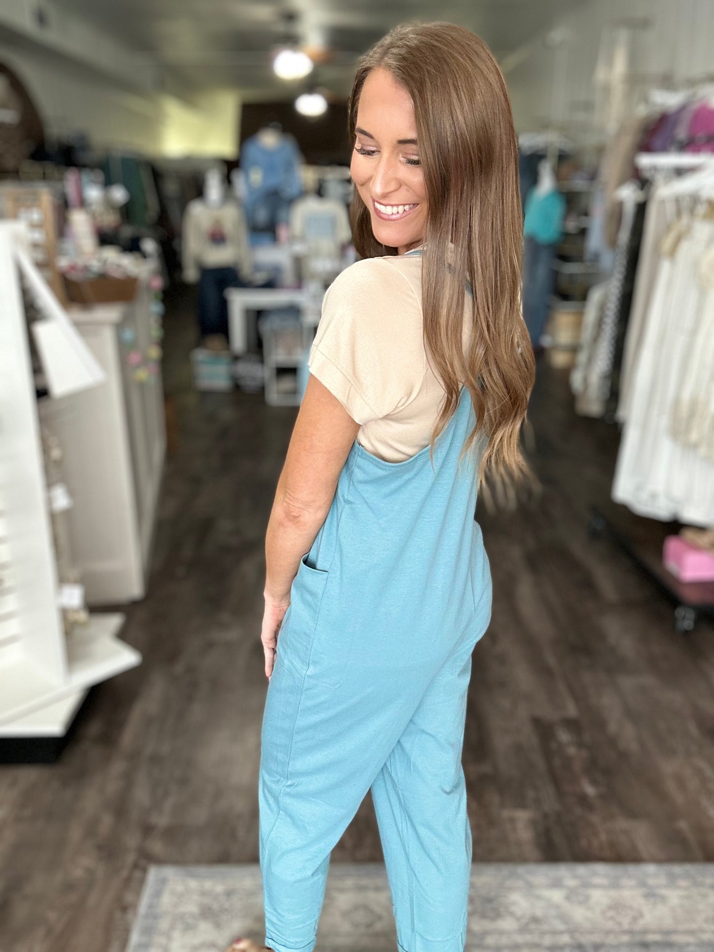Cancel All Plans Acid Wash Jumpsuit (Dusty Teal)
