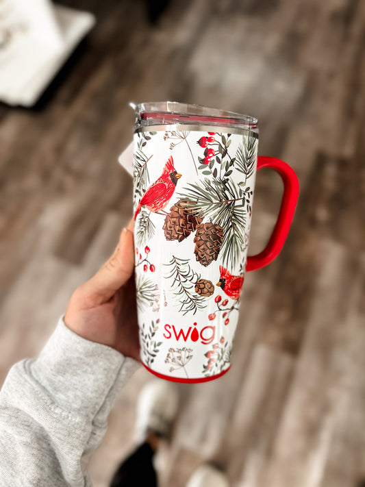 Winter Cardinals 22oz Swig Life Travel Mug