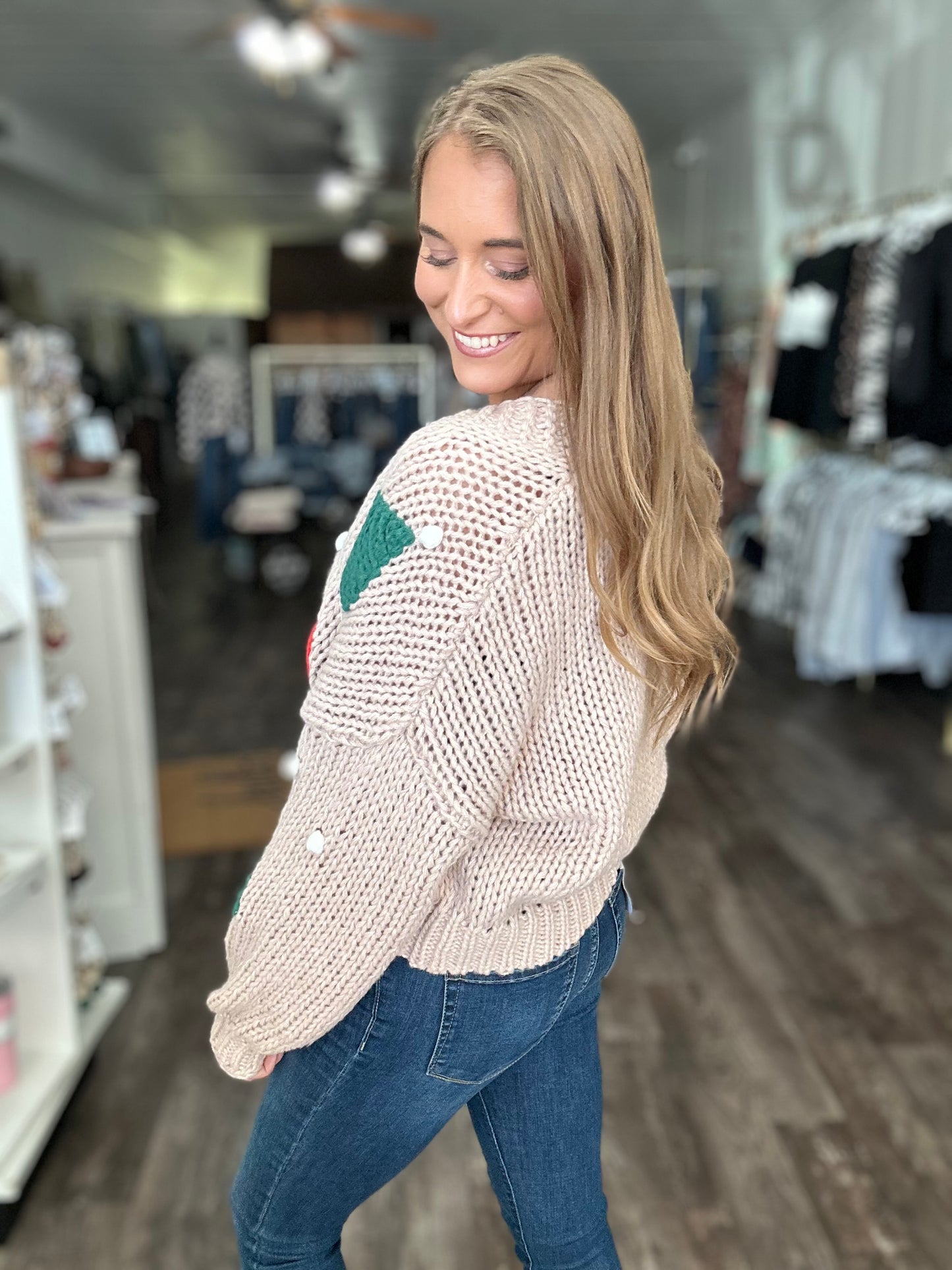 Santa’s Coming To Town Cozy Cropped Cardigan - Tan