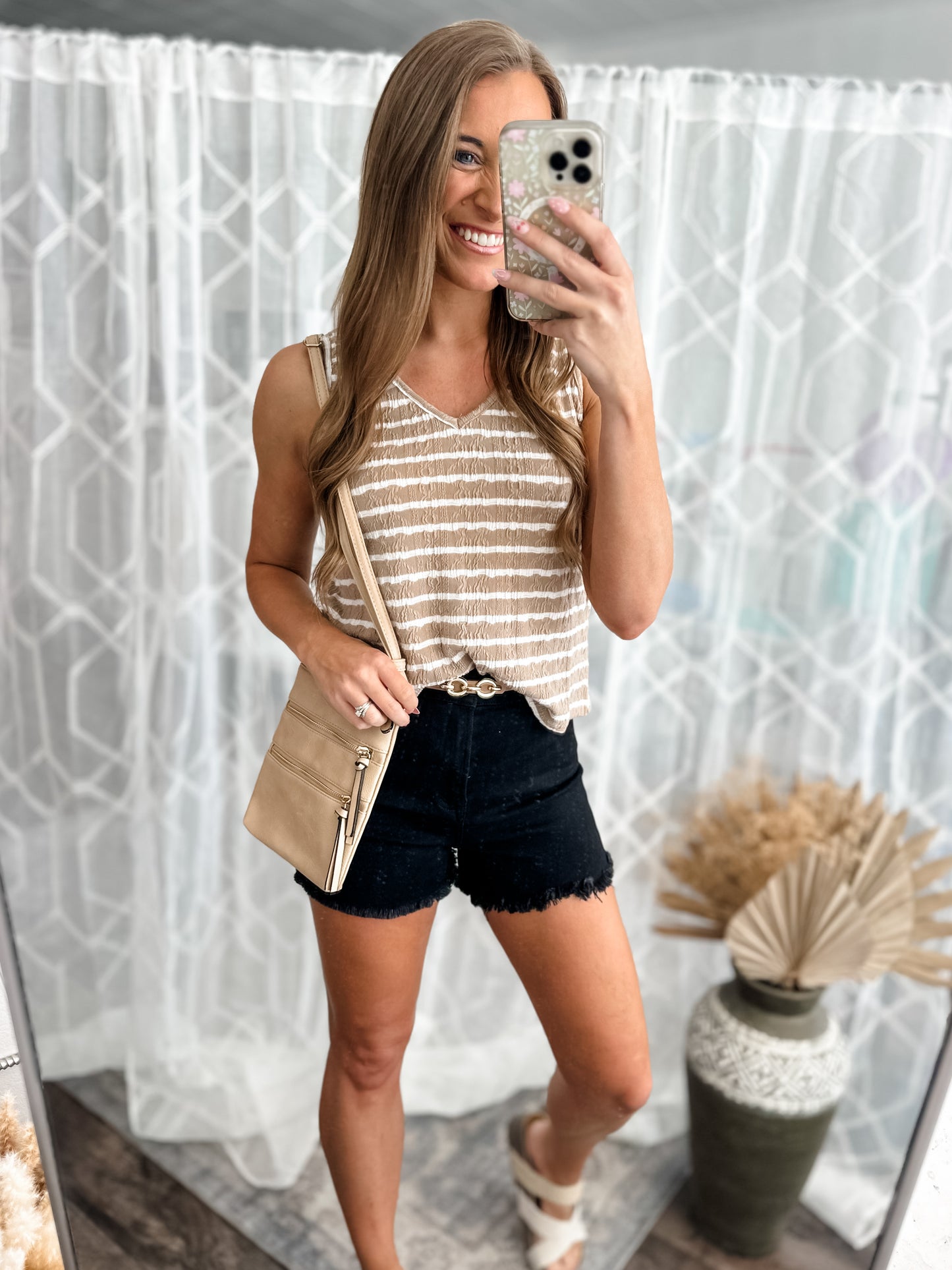 Callie Textured Striped Knit Tank