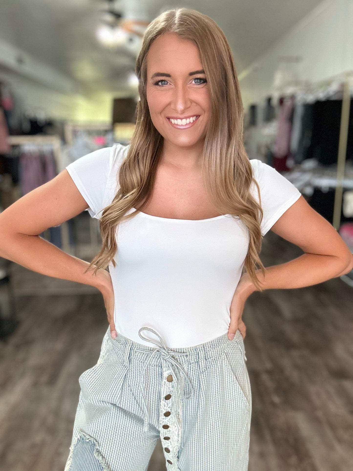 Simply Classic Square Neck Bodysuit - White