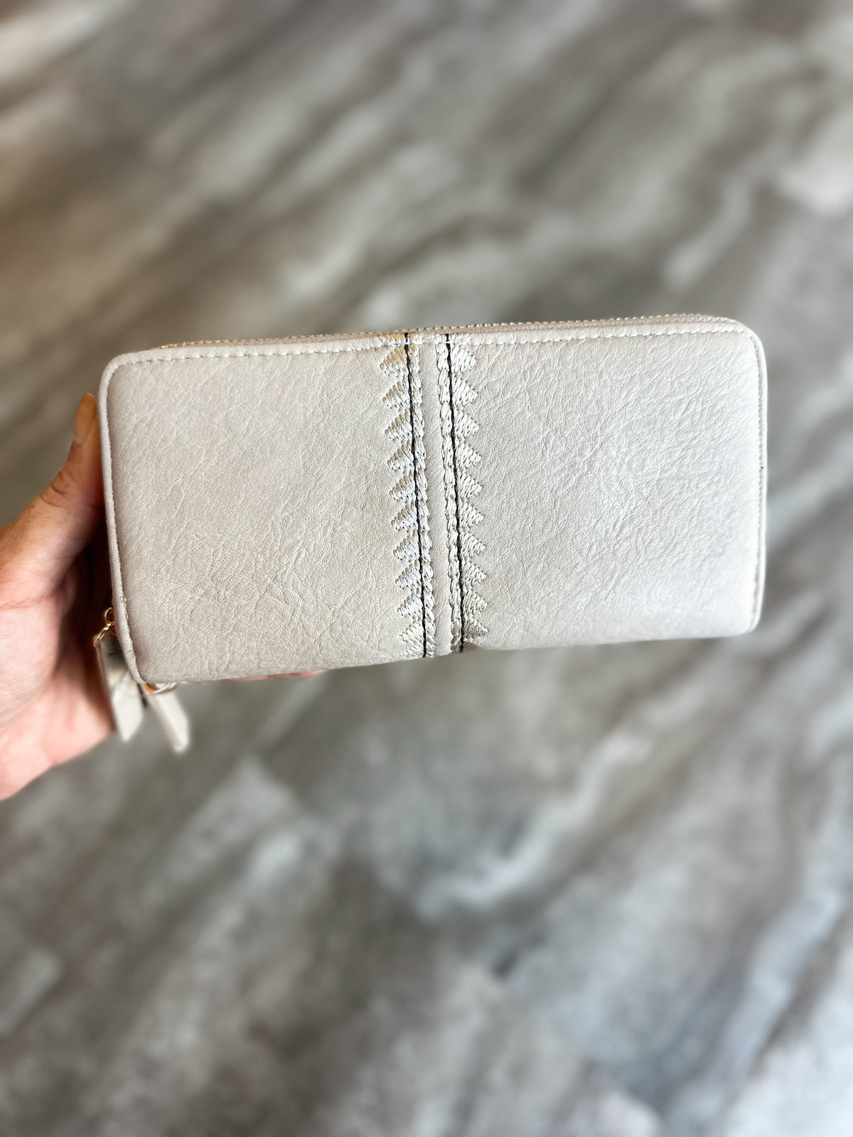 Sherrie Double Zipper Wallet (Beige)