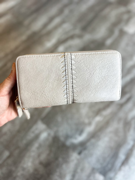 Sherrie Double Zipper Wallet (Beige)