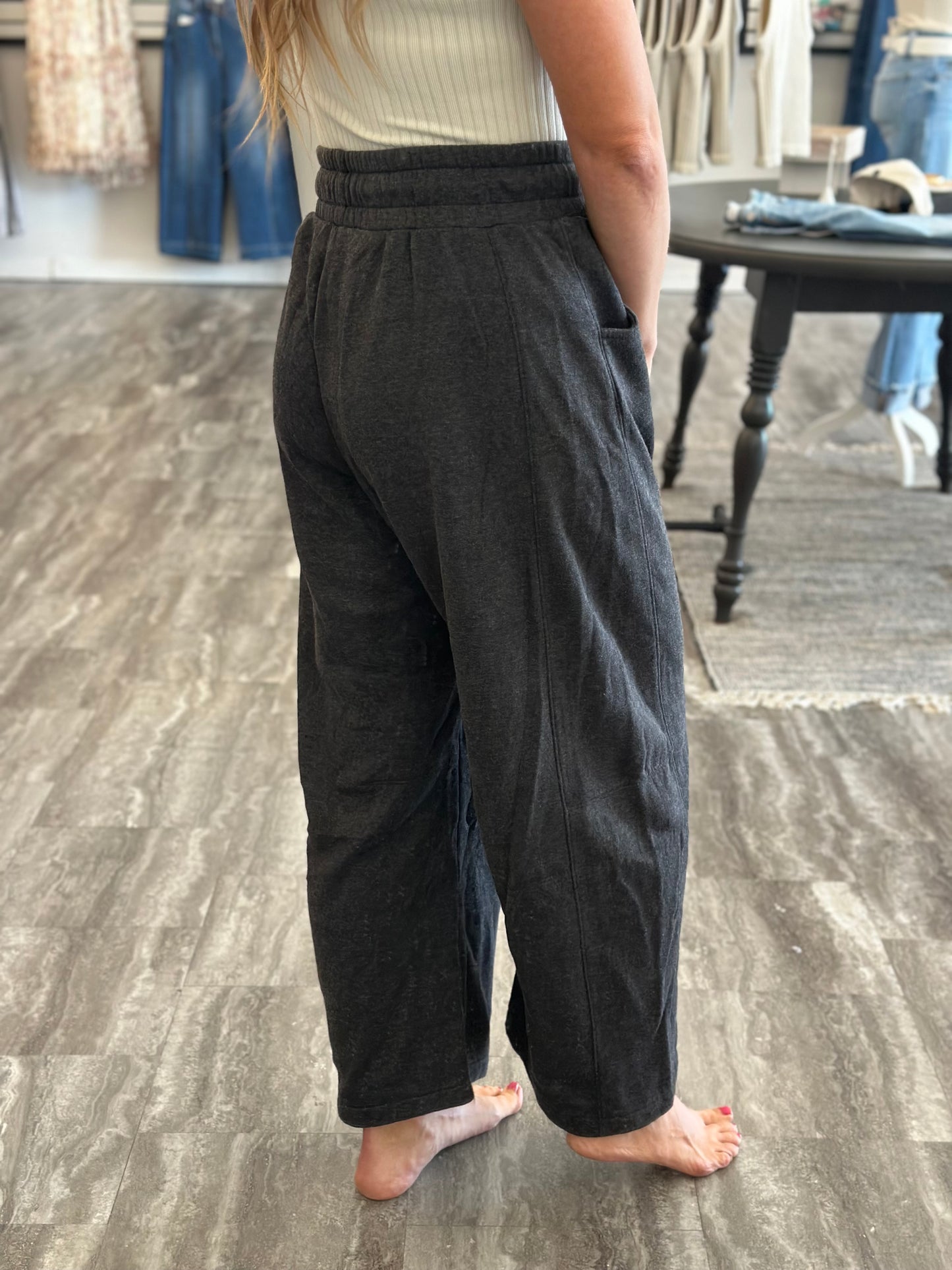 By The Campfire Barrel Joggers (Washed Black)