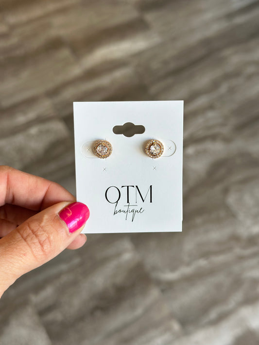 Rose Gold Halo Studs