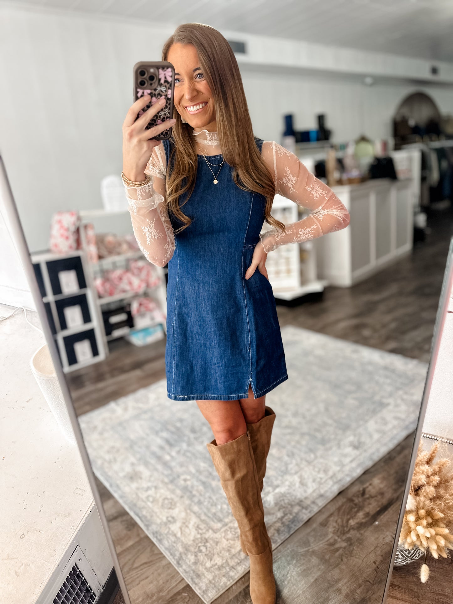 Caught Off Guard Denim Dress