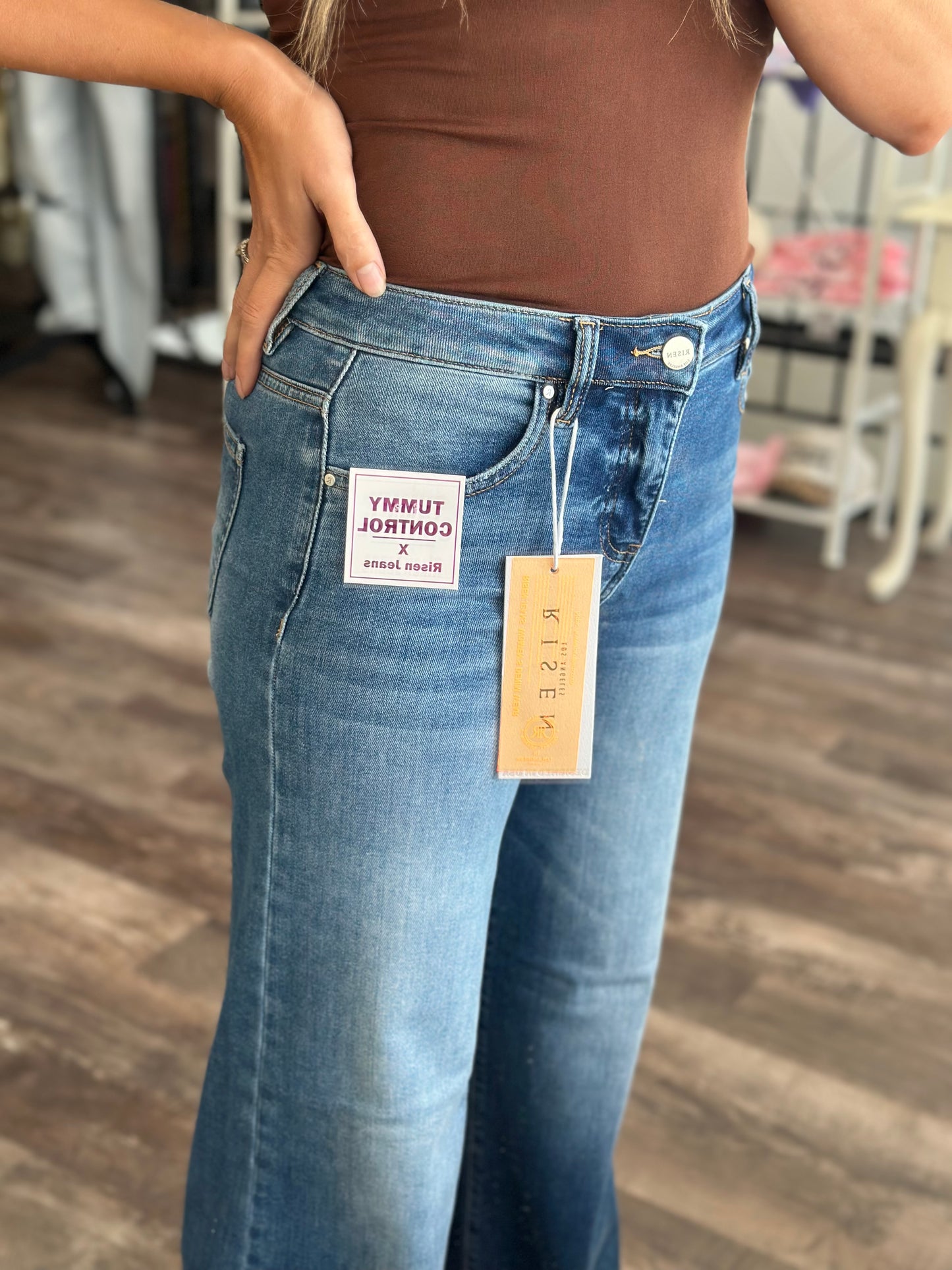 RESTOCK Trina Tummy Control Raw Hem Denim