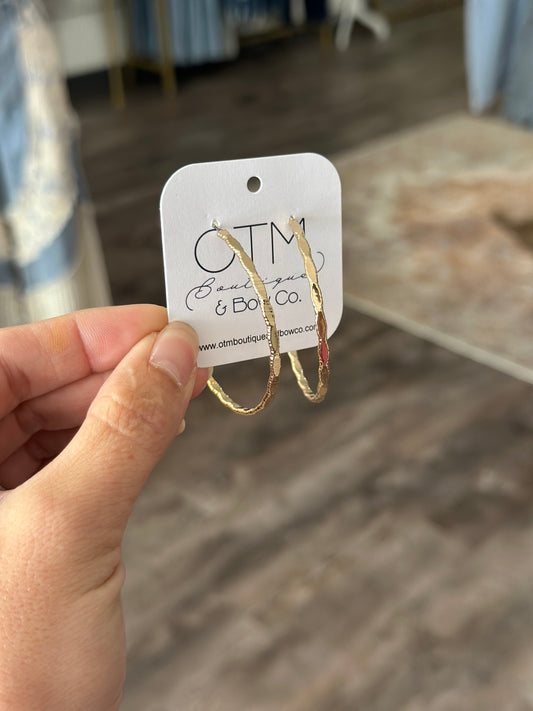 Textured Hoops - Gold (Hypoallergenic)